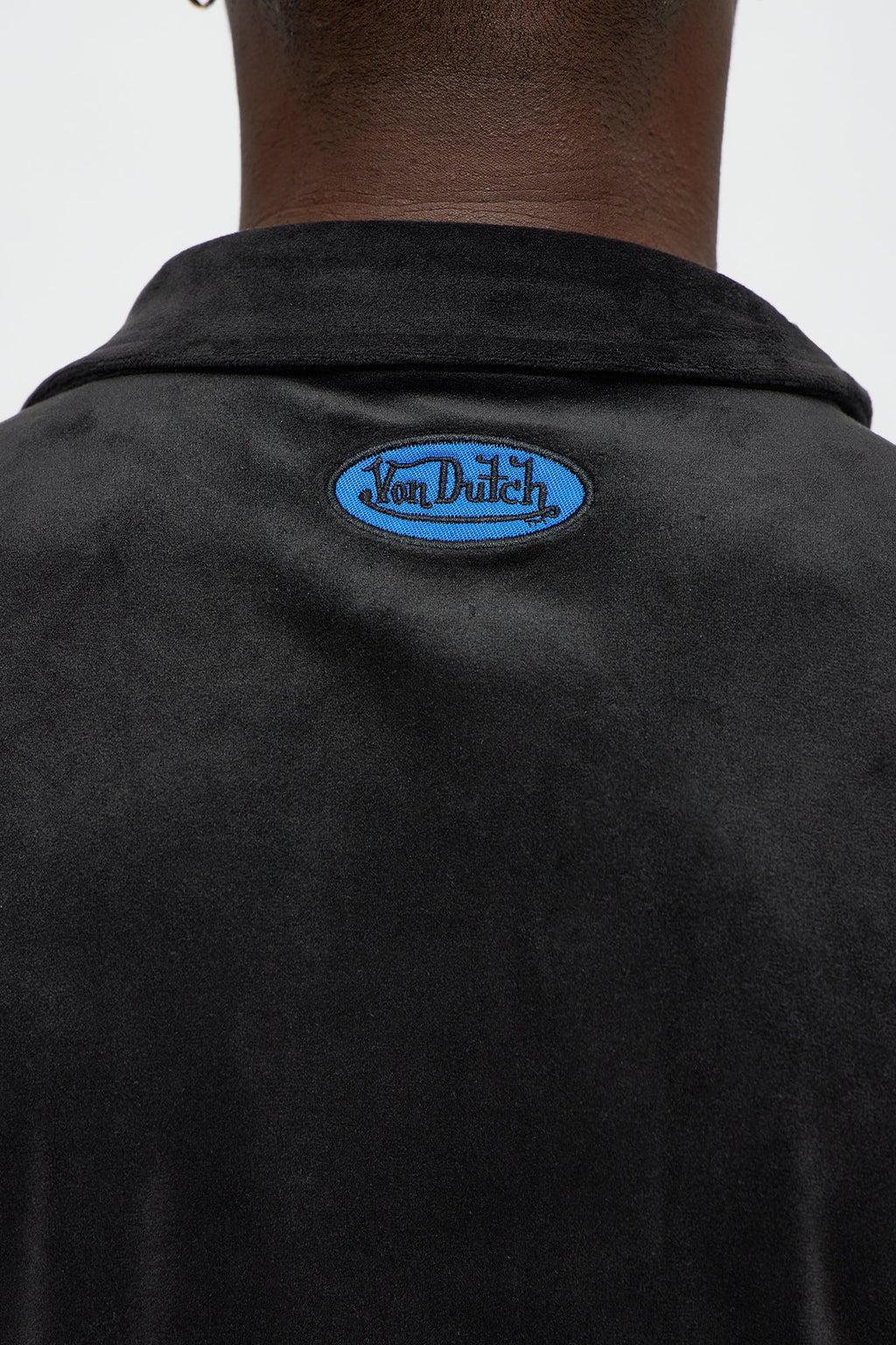 Von Dutch Regular Fit Side Logo Velour Shirt - Black