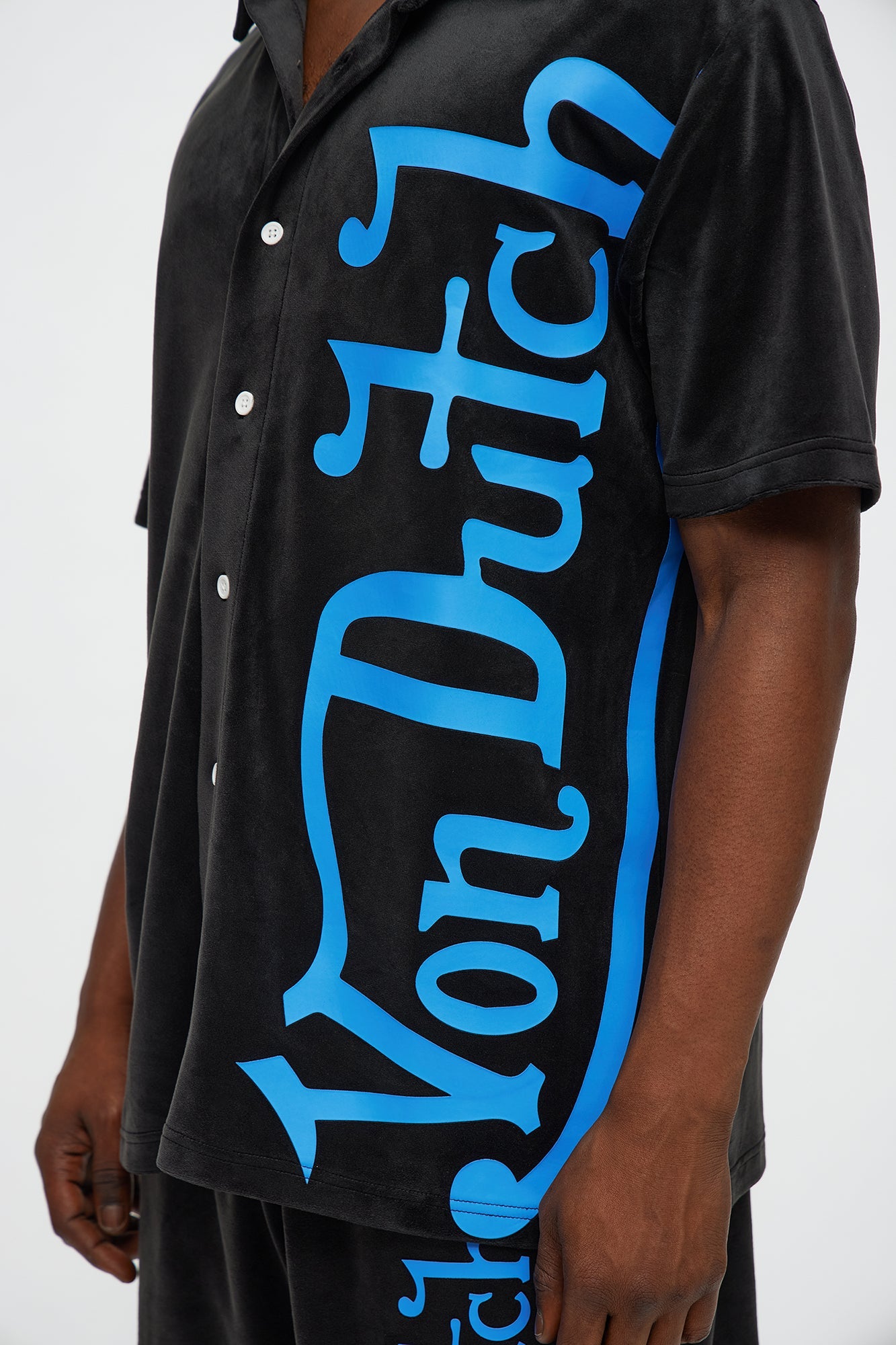 Von Dutch Regular Fit Side Logo Velour Shirt - Black
