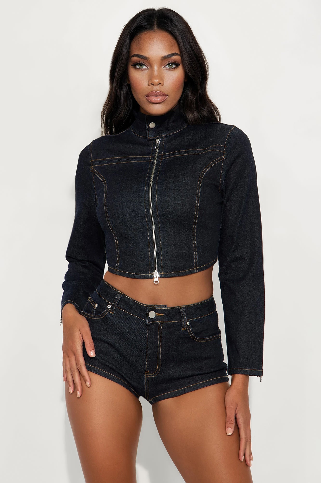 After Dark Denim Short Set - Dark Wash