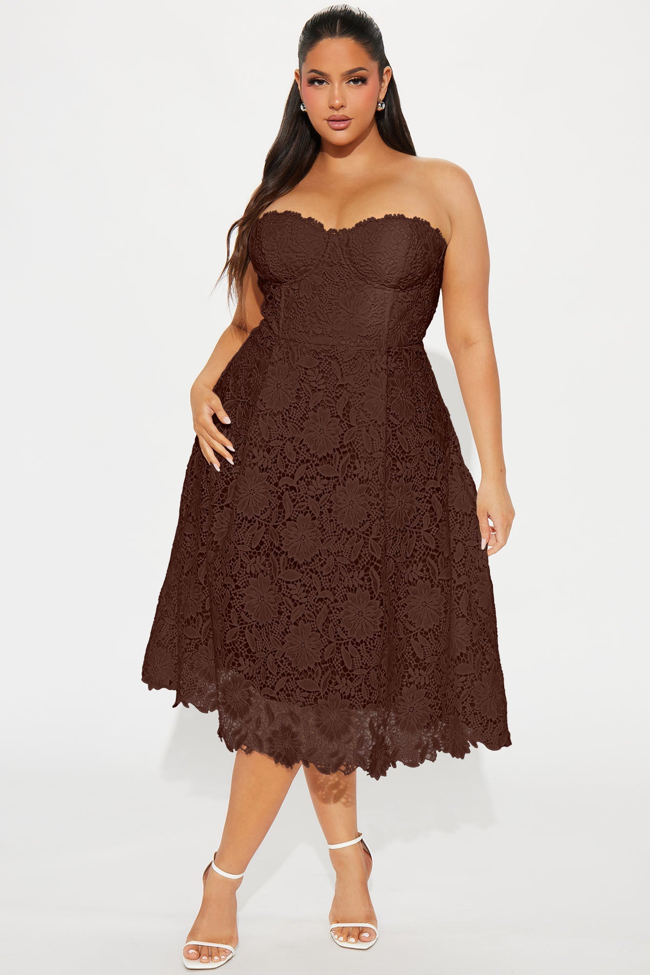 Isn't She Lovely Lace Midi Dress - Chocolate