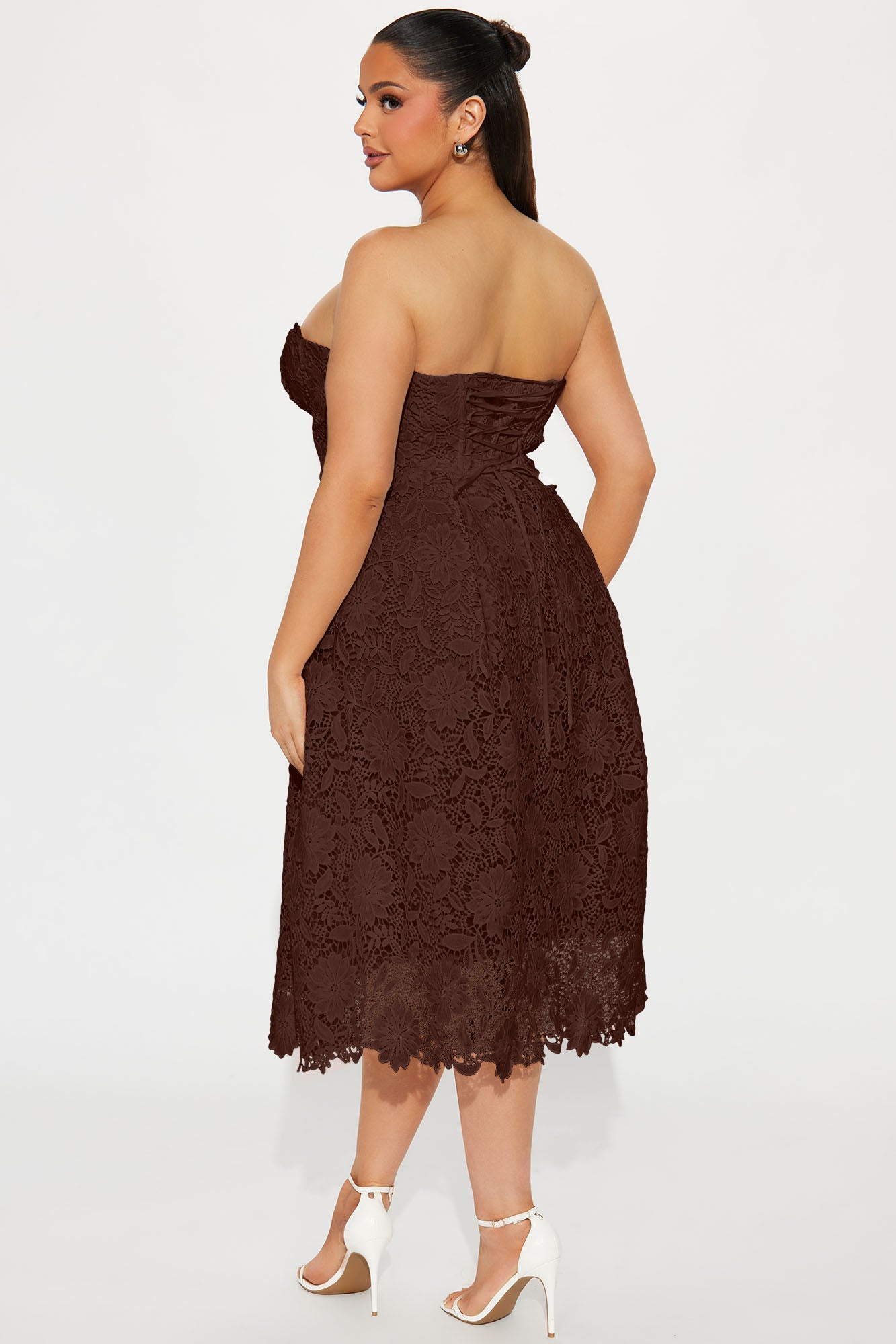 Isn't She Lovely Lace Midi Dress - Chocolate