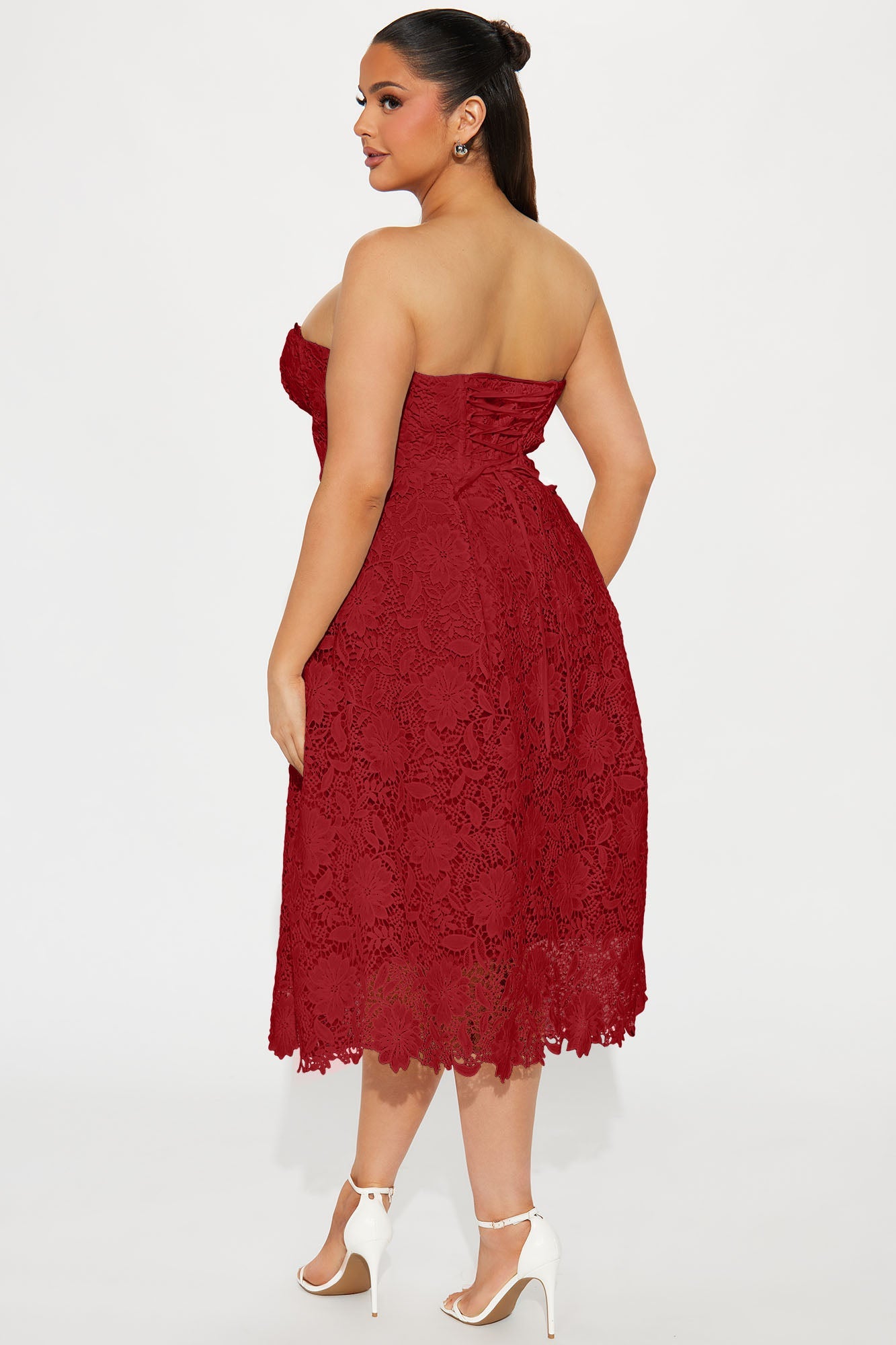 Isn't She Lovely Lace Midi Dress - Red