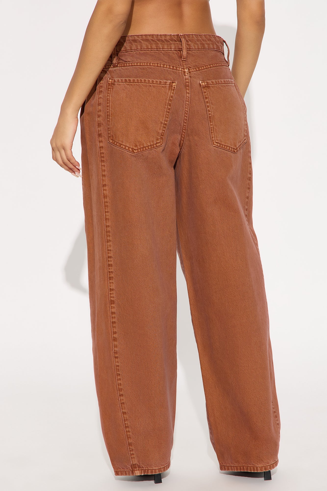 Alexandra Twill Wide Leg Barrel Pant - Rust