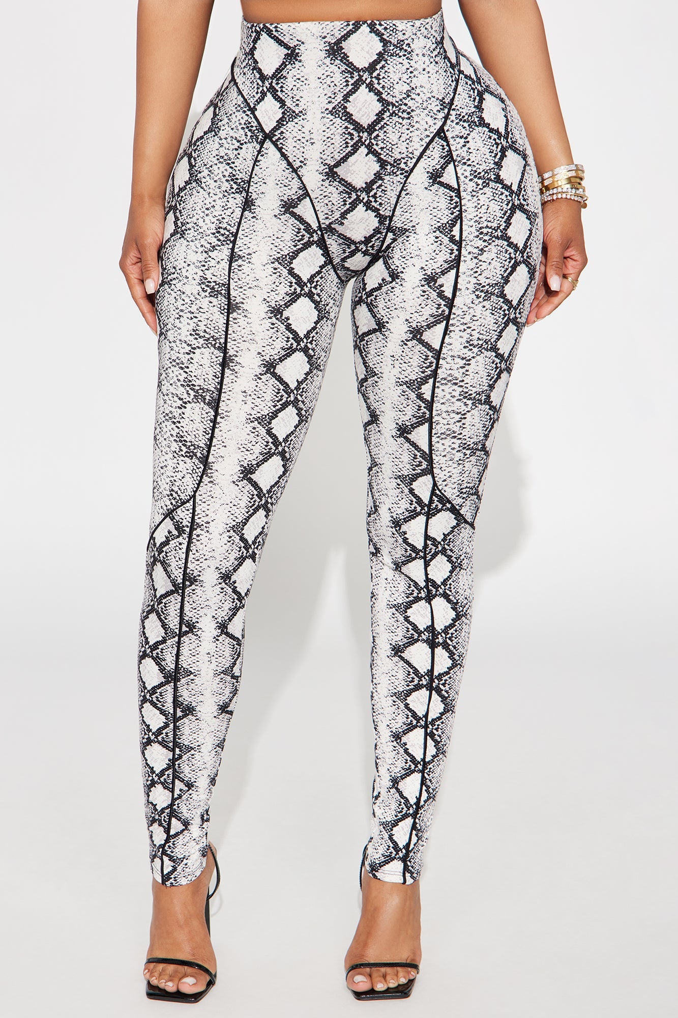 What A Catch Snakeskin High Rise Legging - Black/Grey