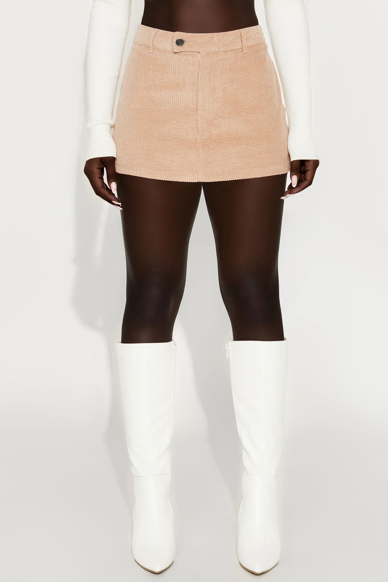 Charlie Corduroy Mini Skort - Taupe