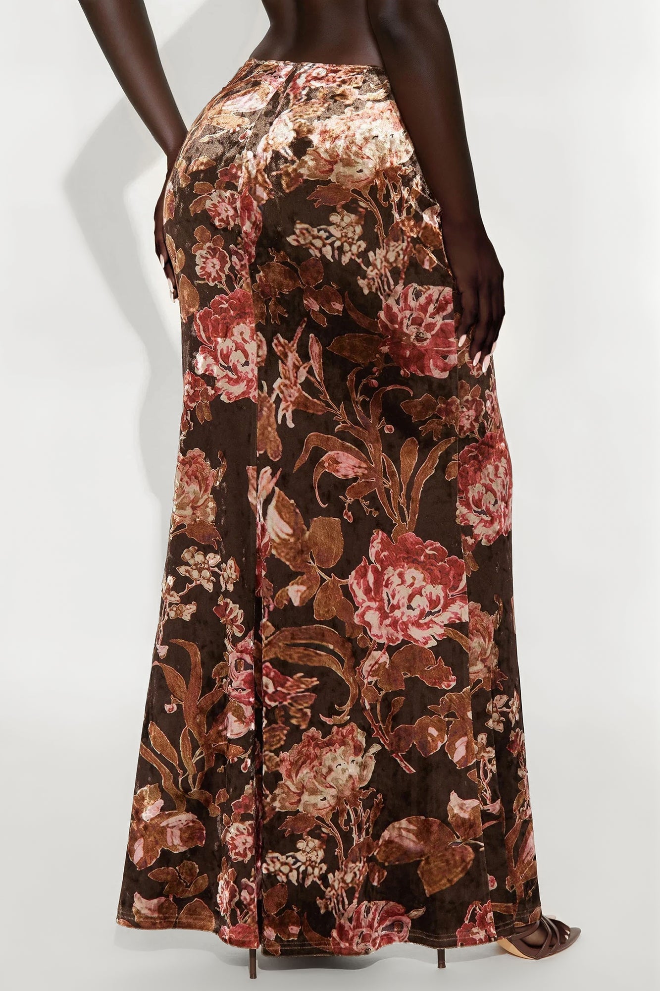 Bella Dark Floral Velvet Maxi Skirt - Multi Color