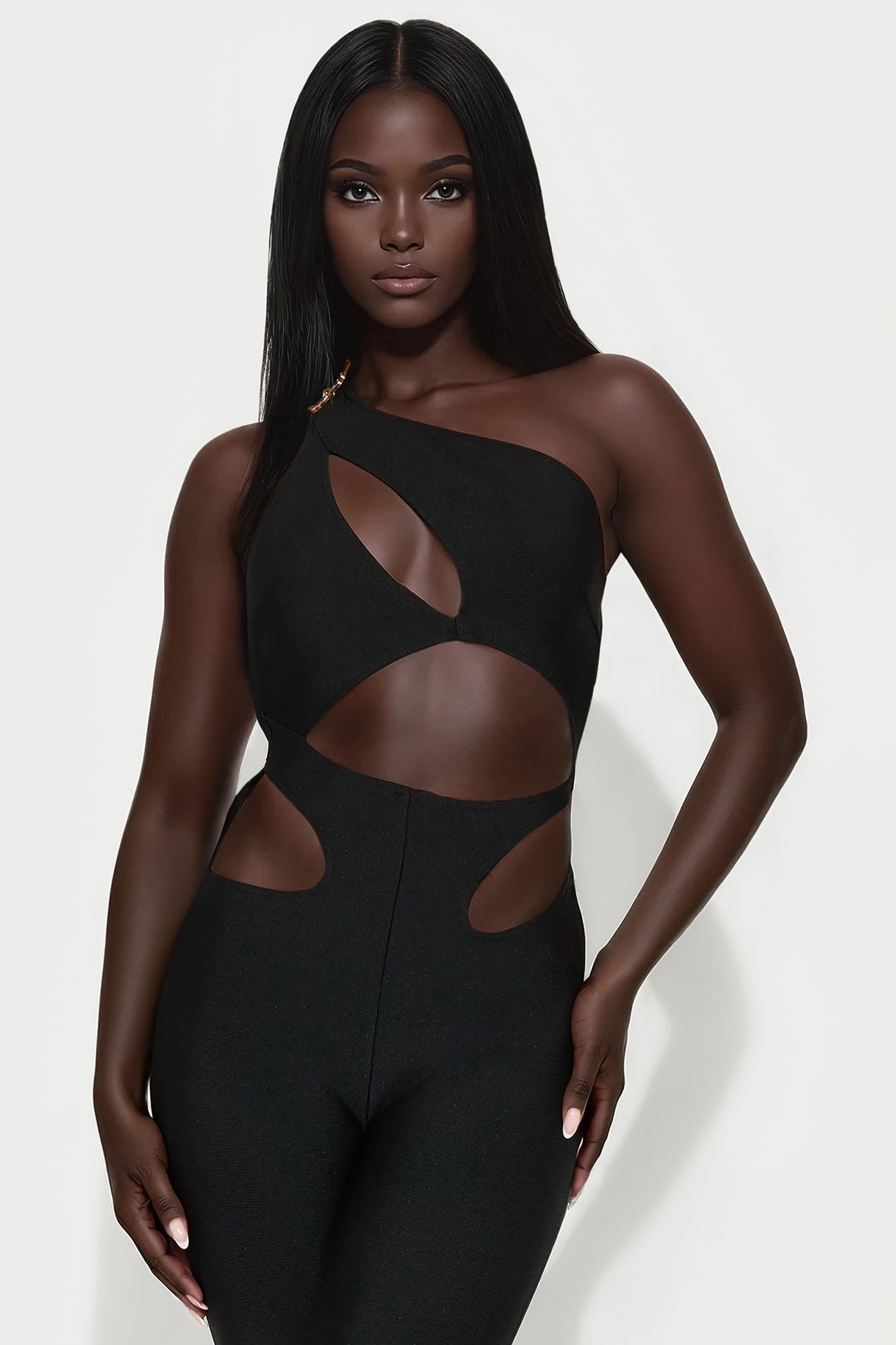 Alina Bandage Flare Leg Jumpsuit - Black