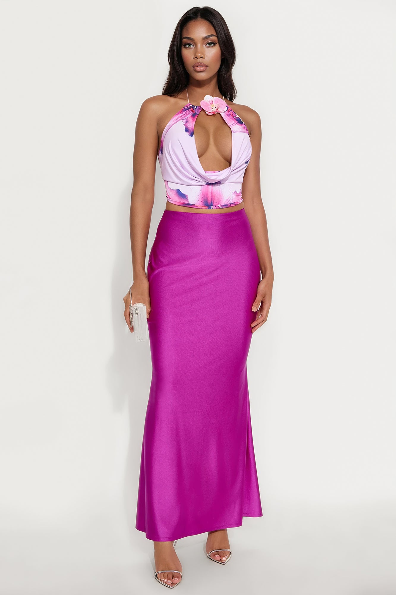 Kiki Mermaid Jersey Maxi Skirt - Magenta