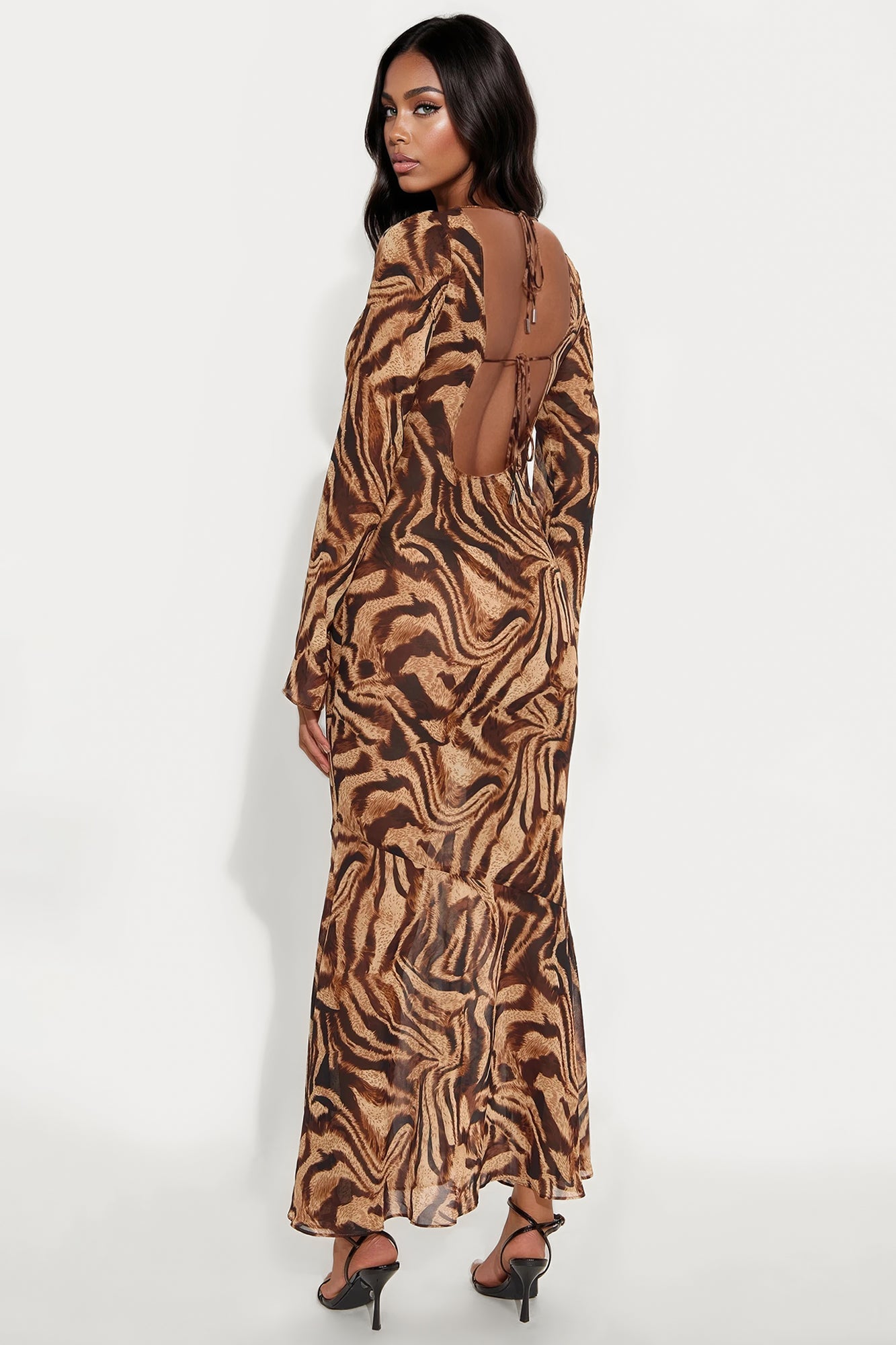 Mila Animal Print Maxi Dress - Brown/combo