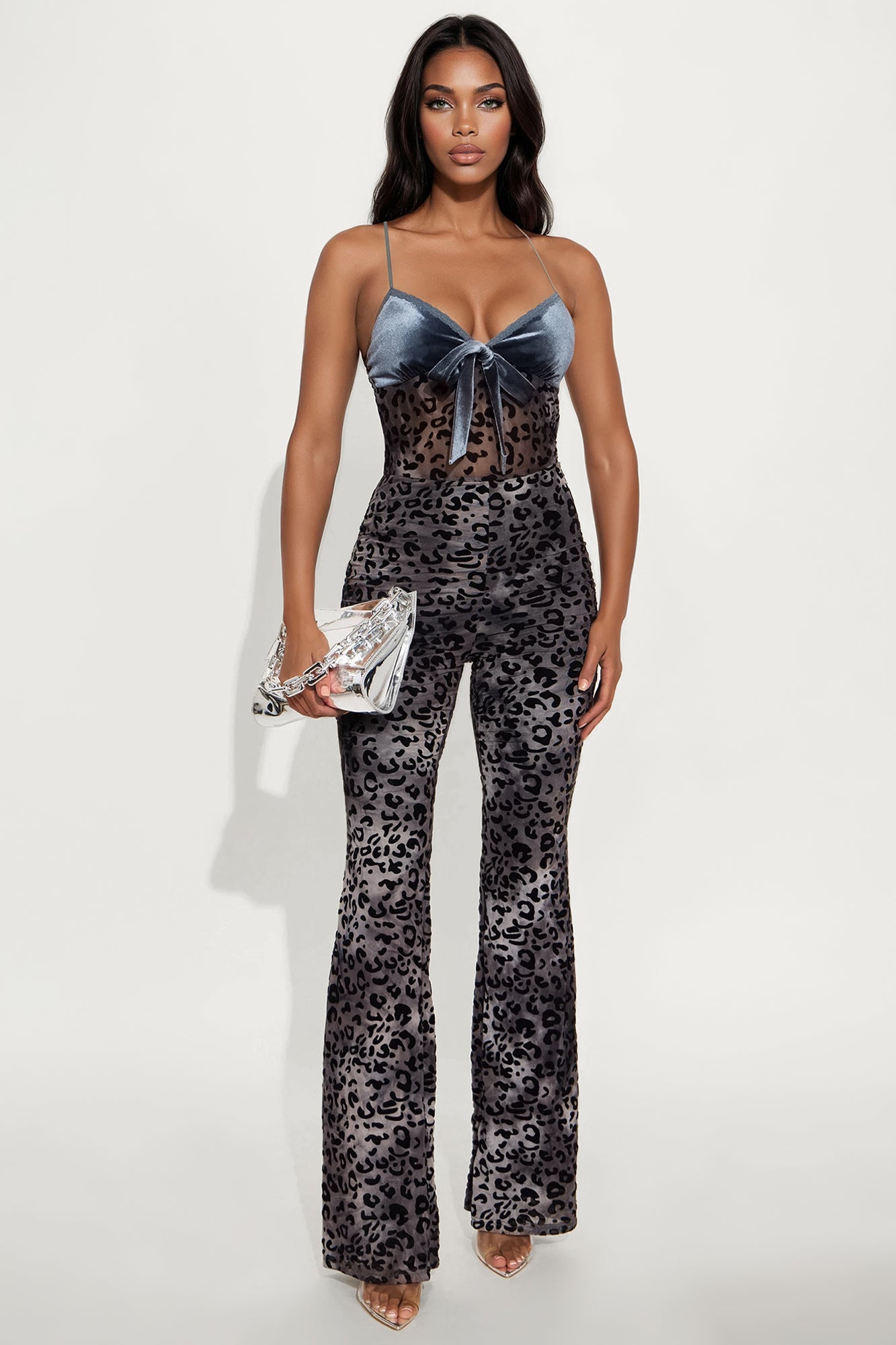 Leave No Trace Leopard Mesh Jumpsuit - Teal/combo