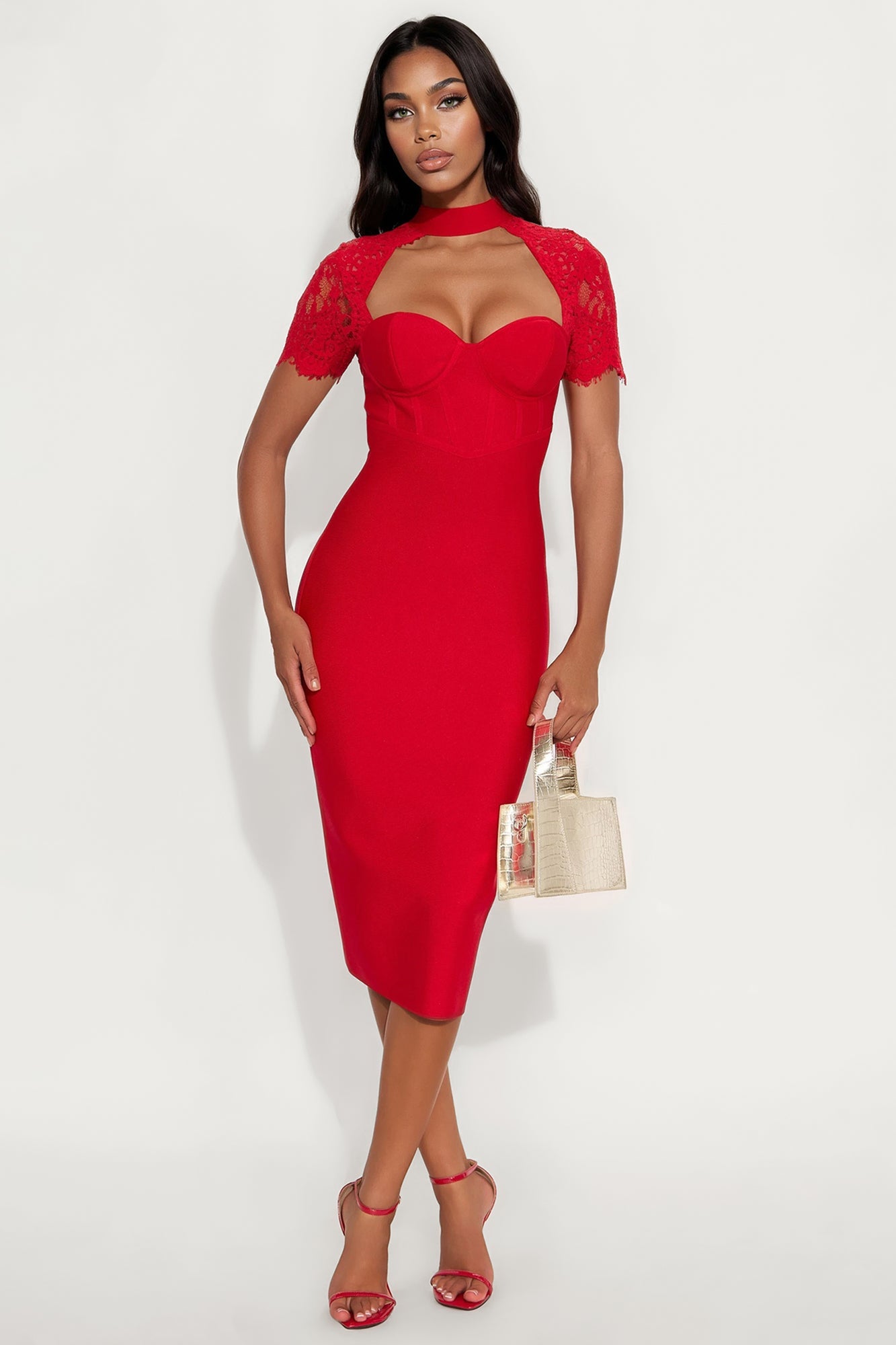 Limitless Potential Bandage Midi Dress - Red