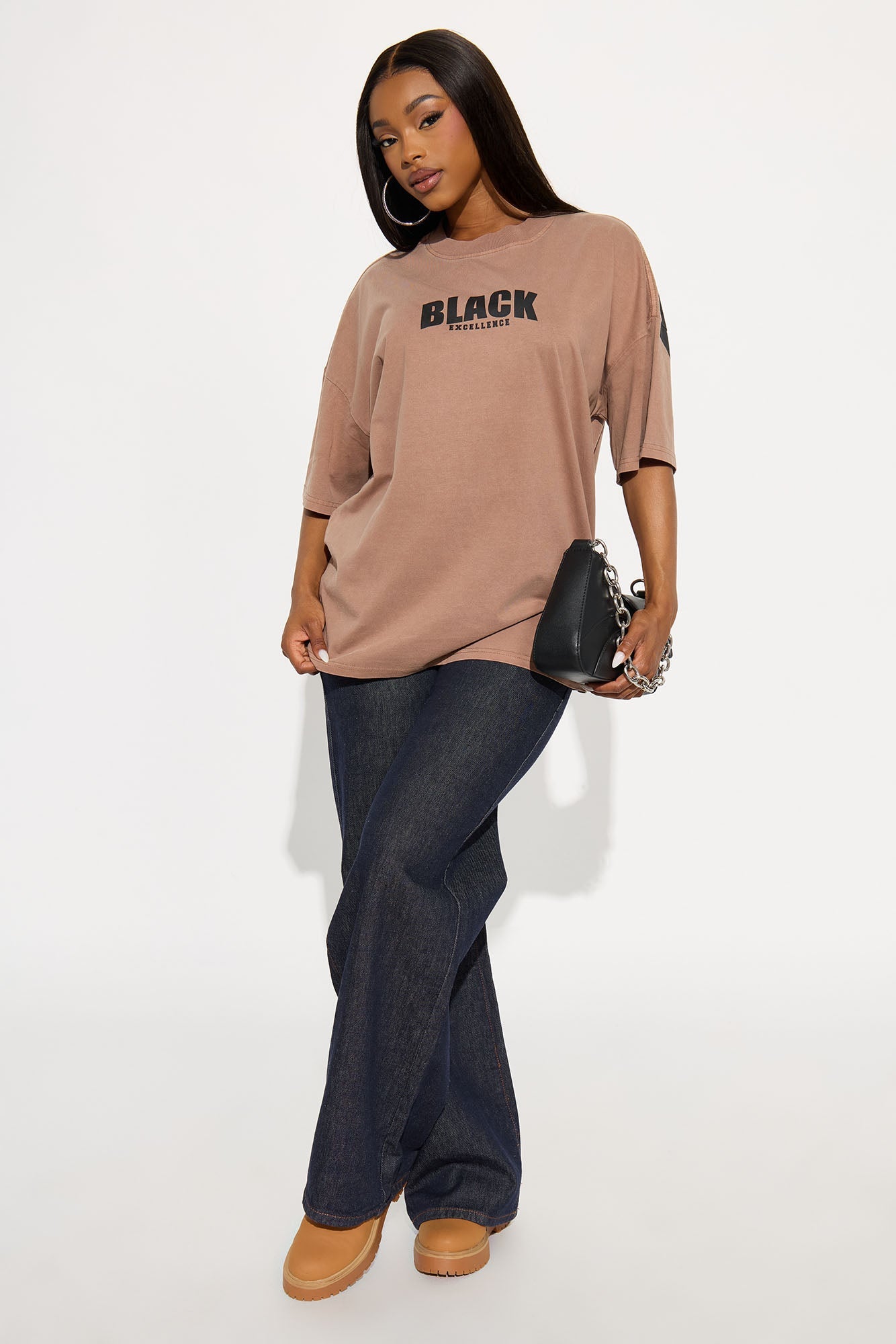 Black Excellence Washed Tee - Brown
