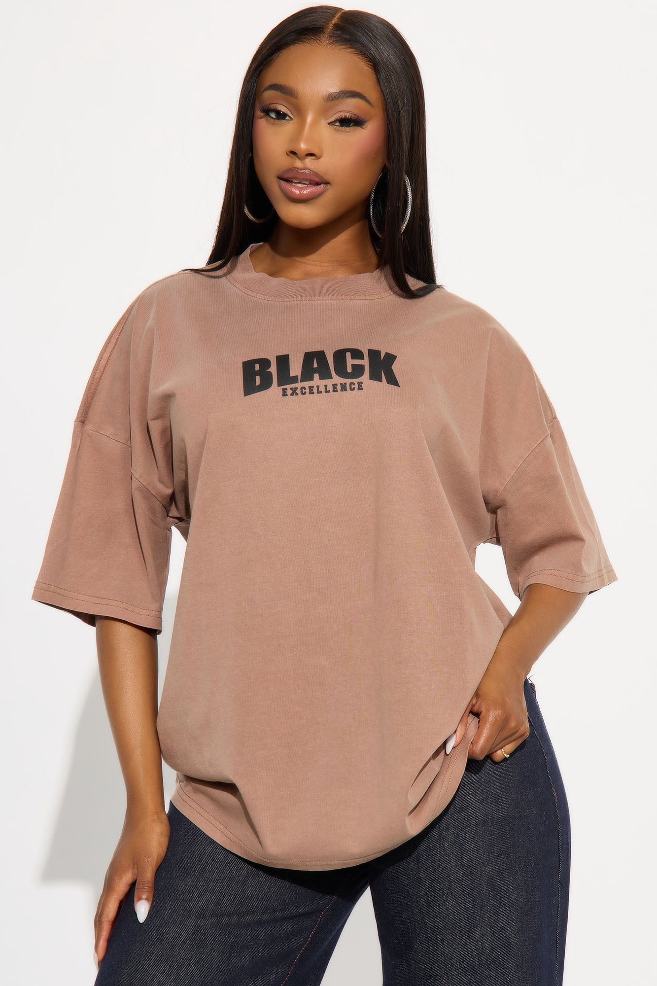 Black Excellence Washed Tee - Brown