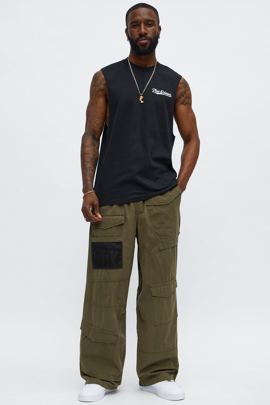 Baggy Lester Cargo Pants - Olive