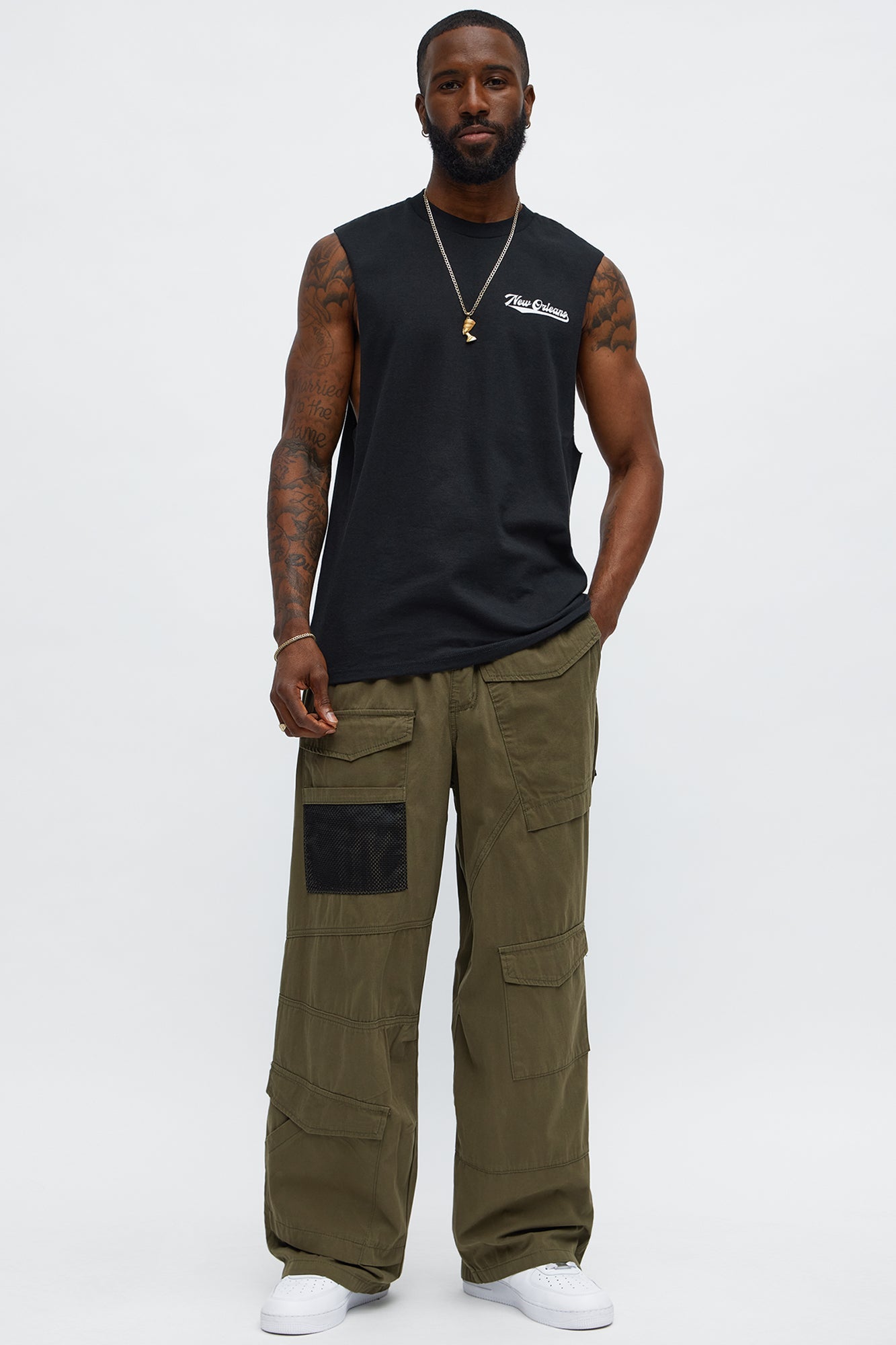Baggy Lester Cargo Pants - Olive