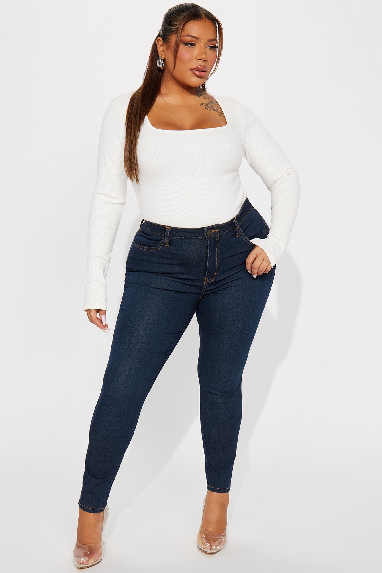Classic Mid Rise Skinny Jeans - Dark Denim