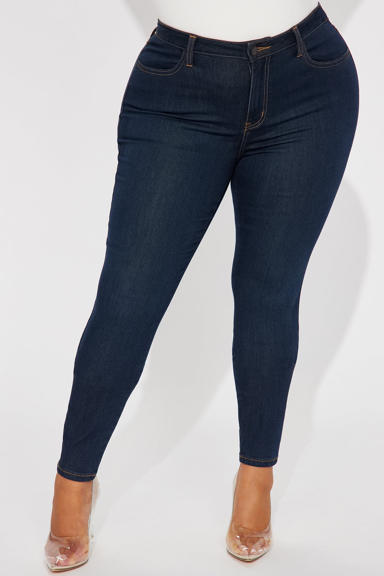 Classic Mid Rise Skinny Jeans - Dark Denim