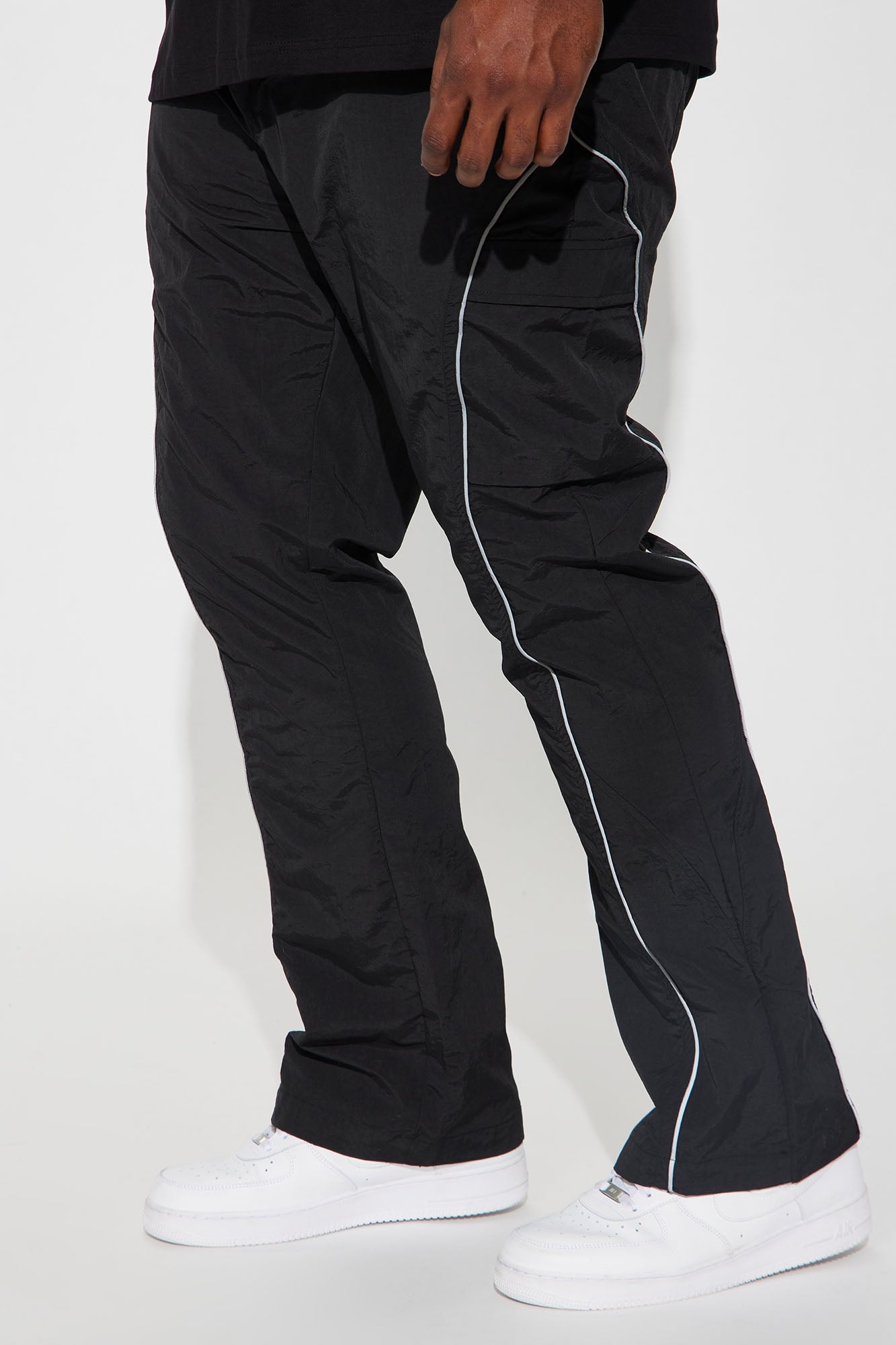 Shake It Down Nylon Stacked Slim Flare Pants - Black