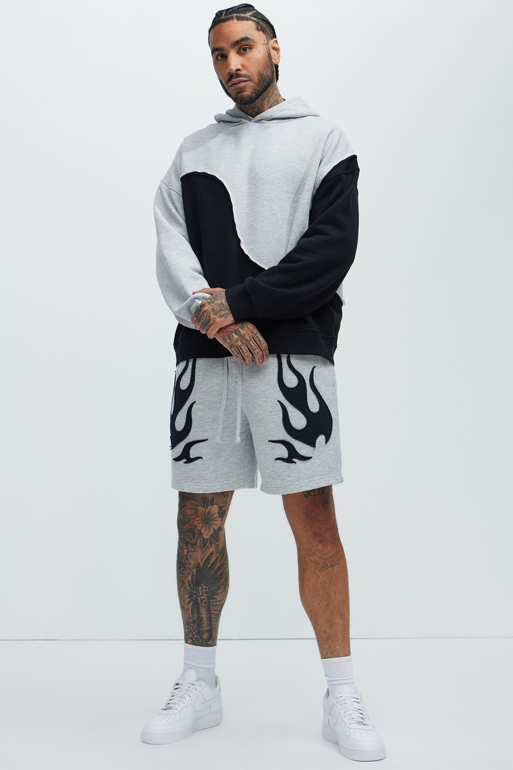 Flame Time Tyson Relaxed Shorts - Heather Grey