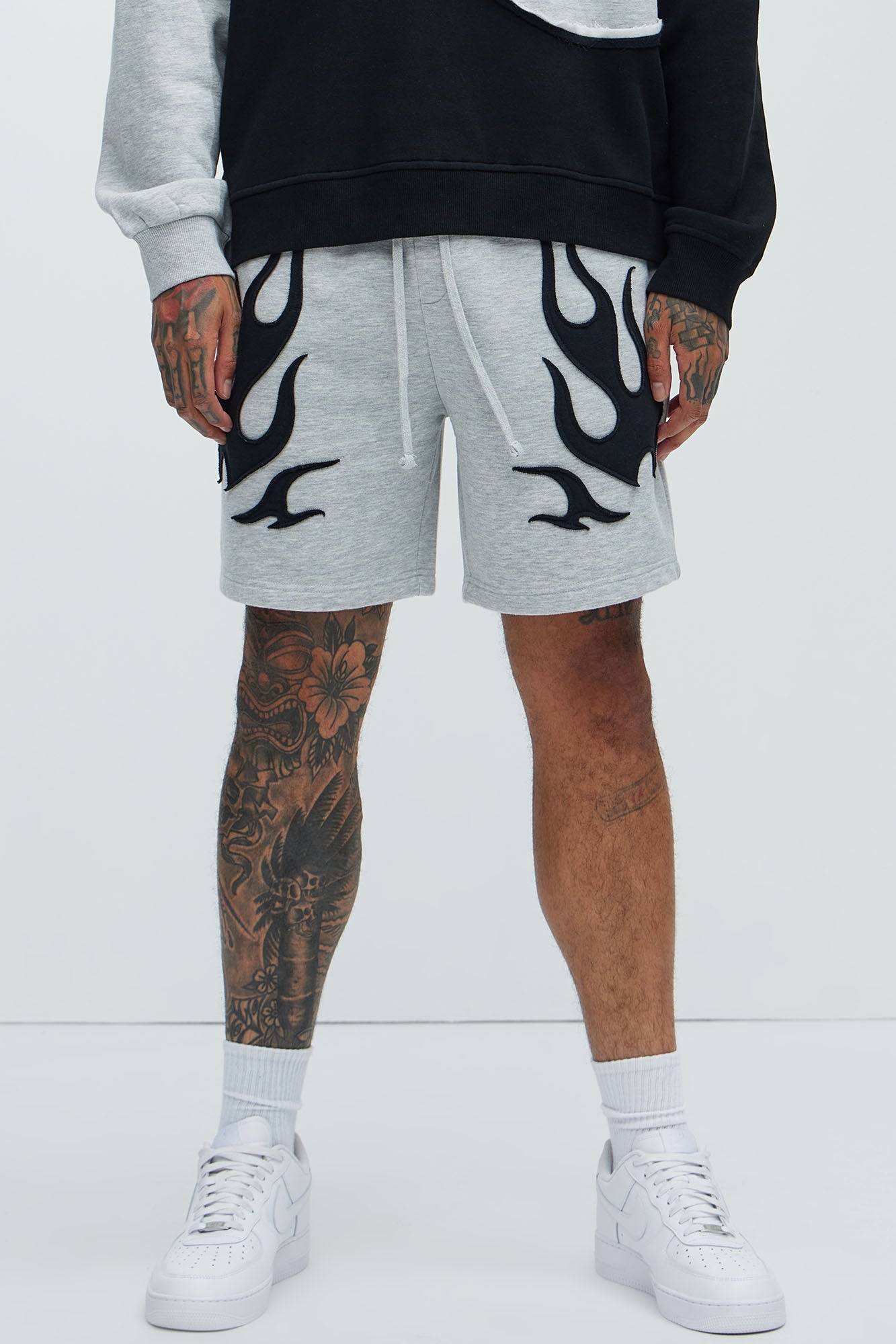 Flame Time Tyson Relaxed Shorts - Heather Grey