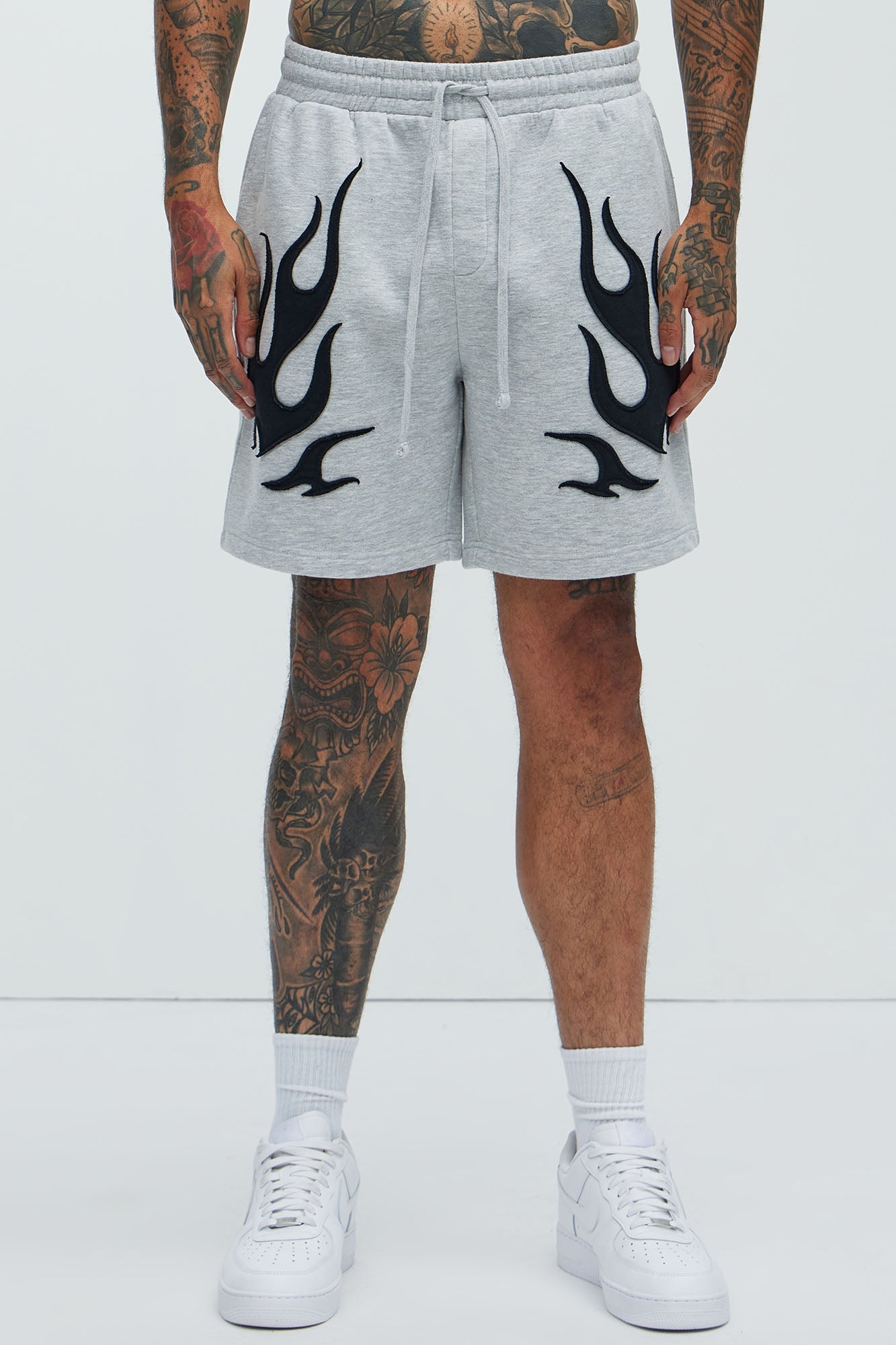 Flame Time Tyson Relaxed Shorts - Heather Grey