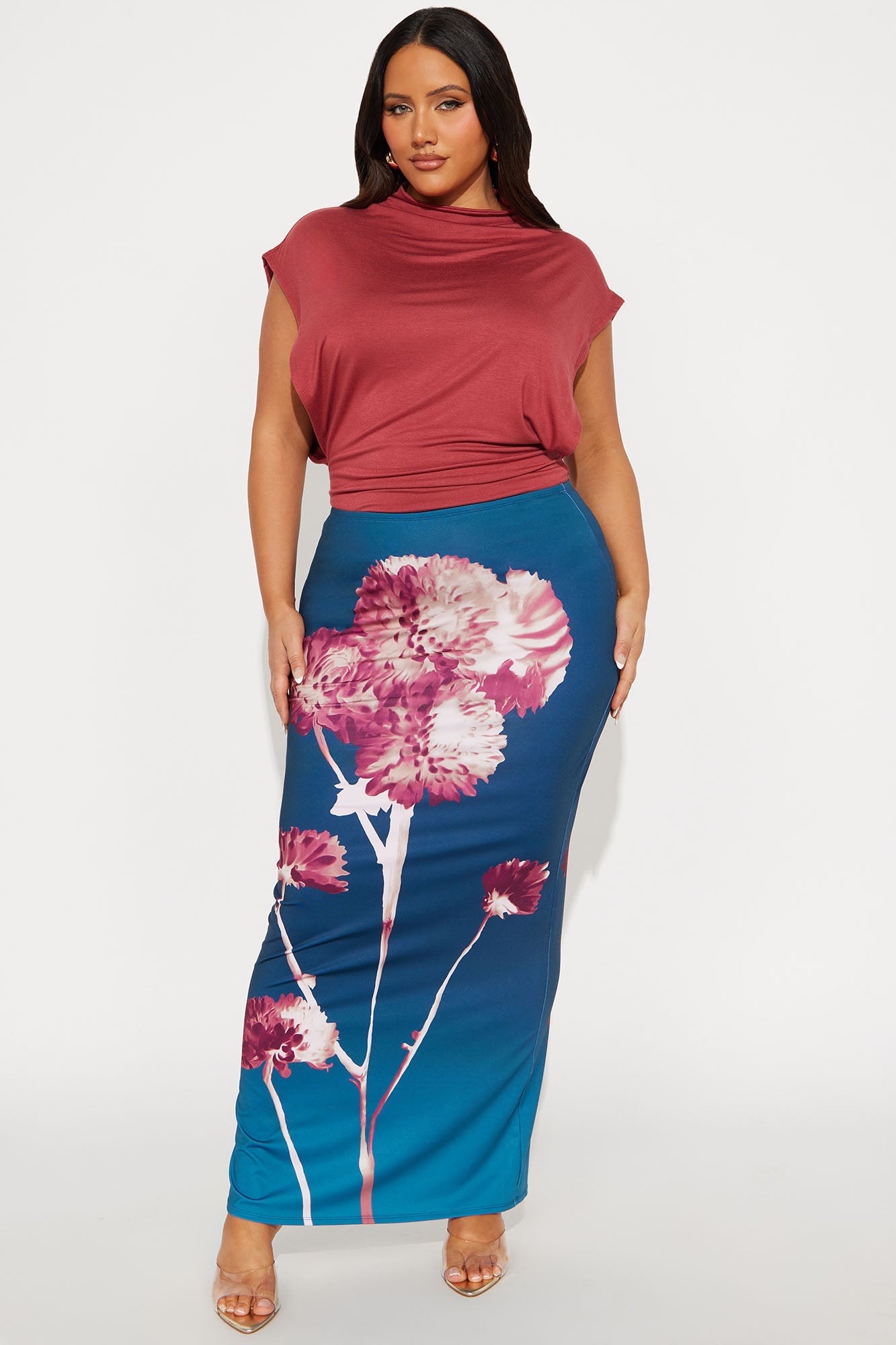 Sunsets In Cabo Floral Maxi Skirt - Blue/combo