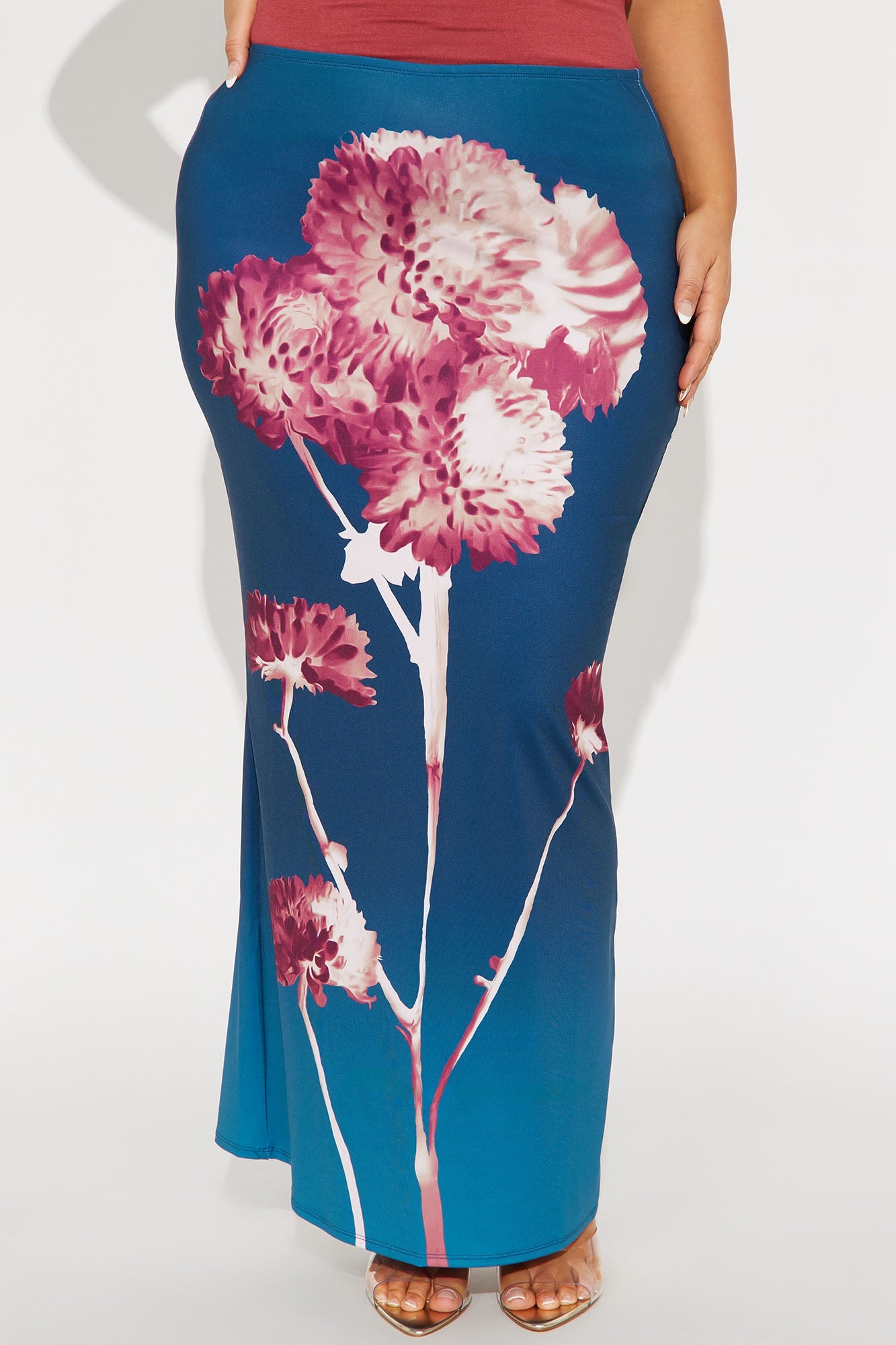 Sunsets In Cabo Floral Maxi Skirt - Blue/combo