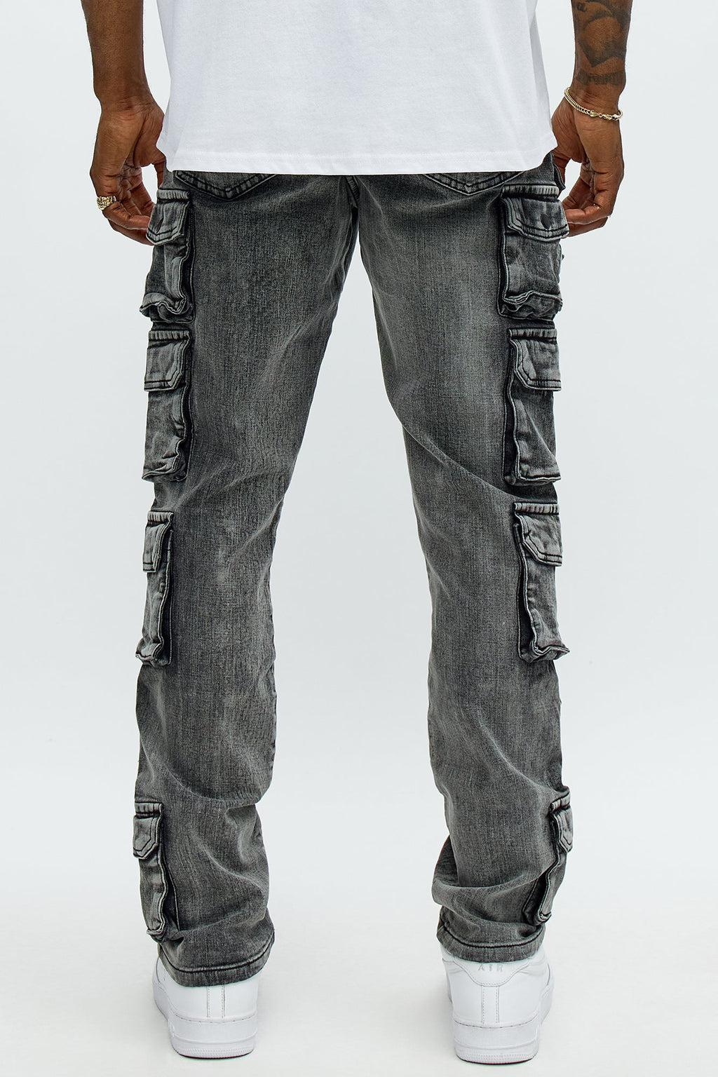 Utility Many Pockets Slim Jeans - Black Wash