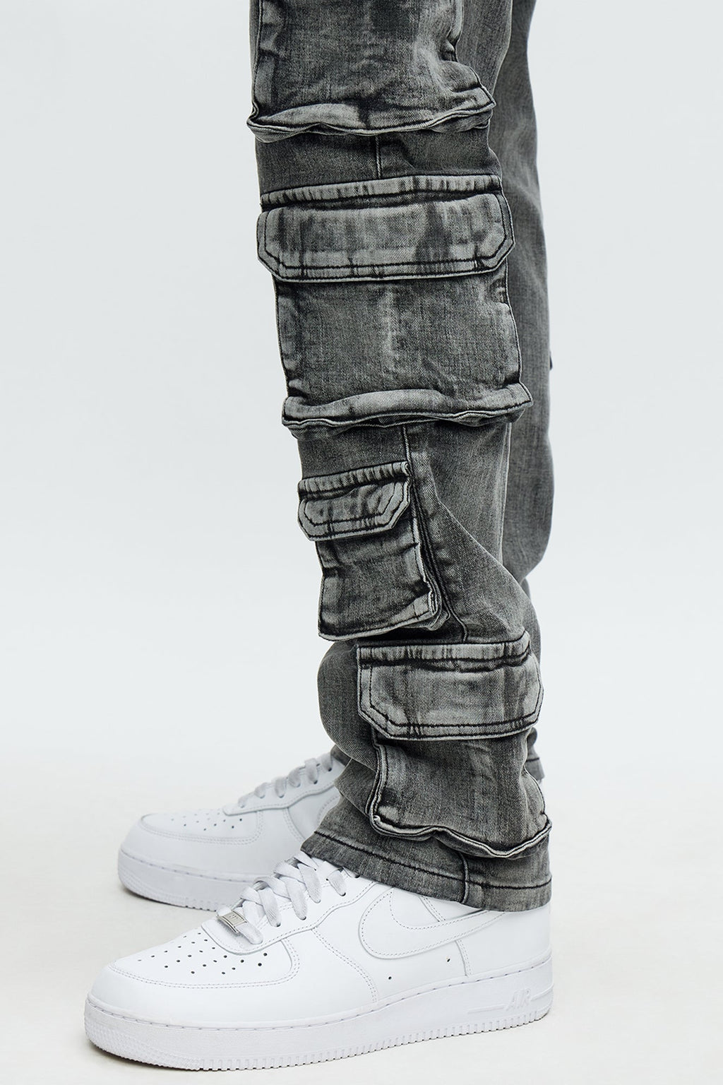 Utility Many Pockets Slim Jeans - Black Wash