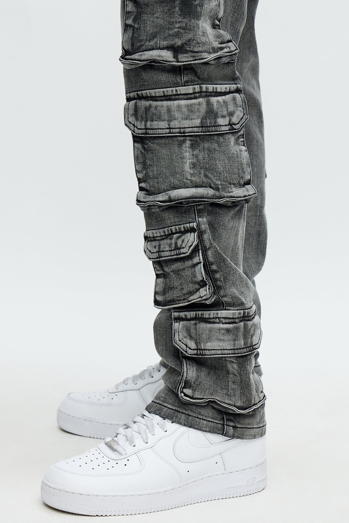 Utility Many Pockets Slim Jeans - Black Wash
