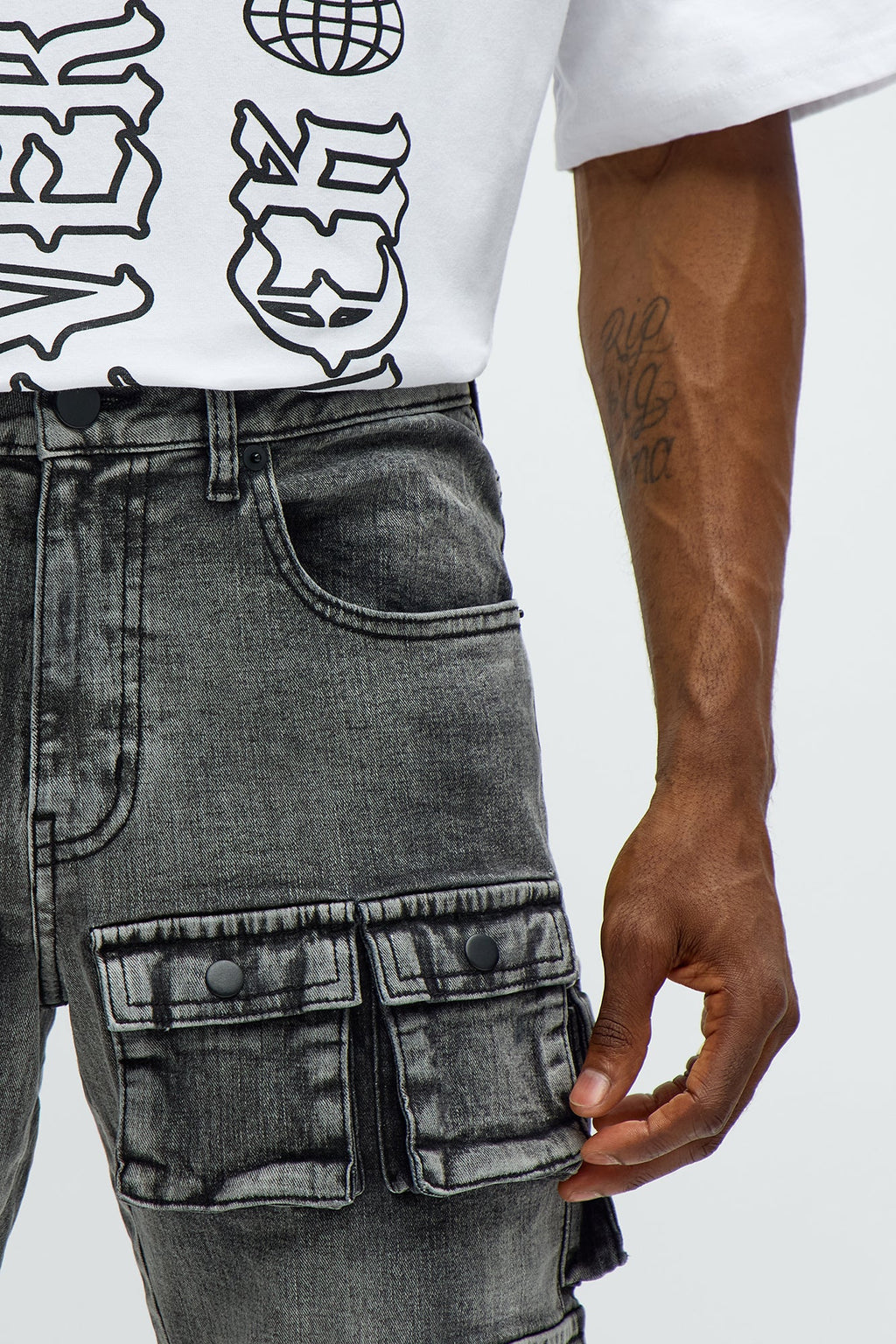 Utility Many Pockets Slim Jeans - Black Wash
