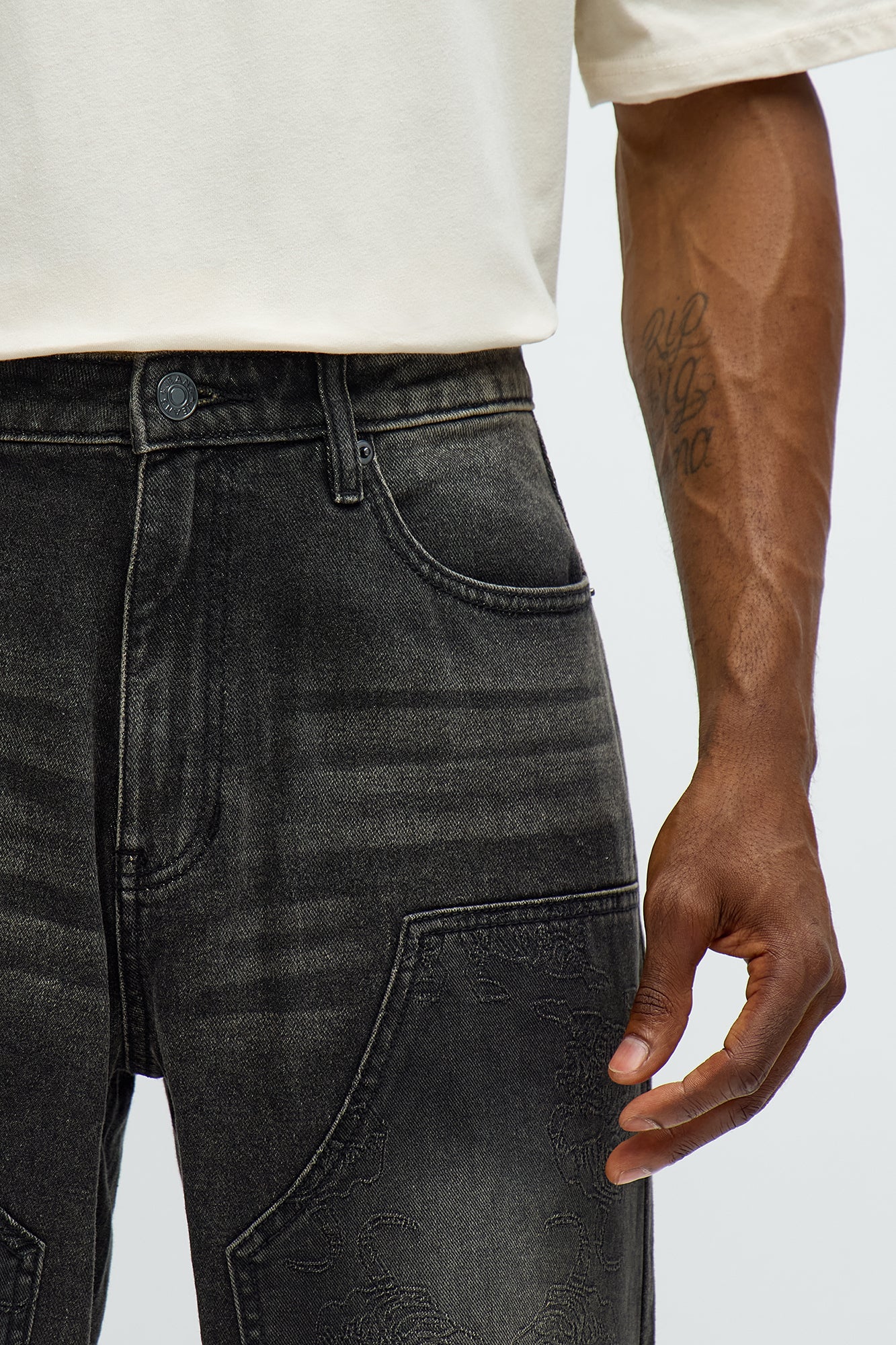 Straight Two Tigers Carpenter Jeans - Black Wash