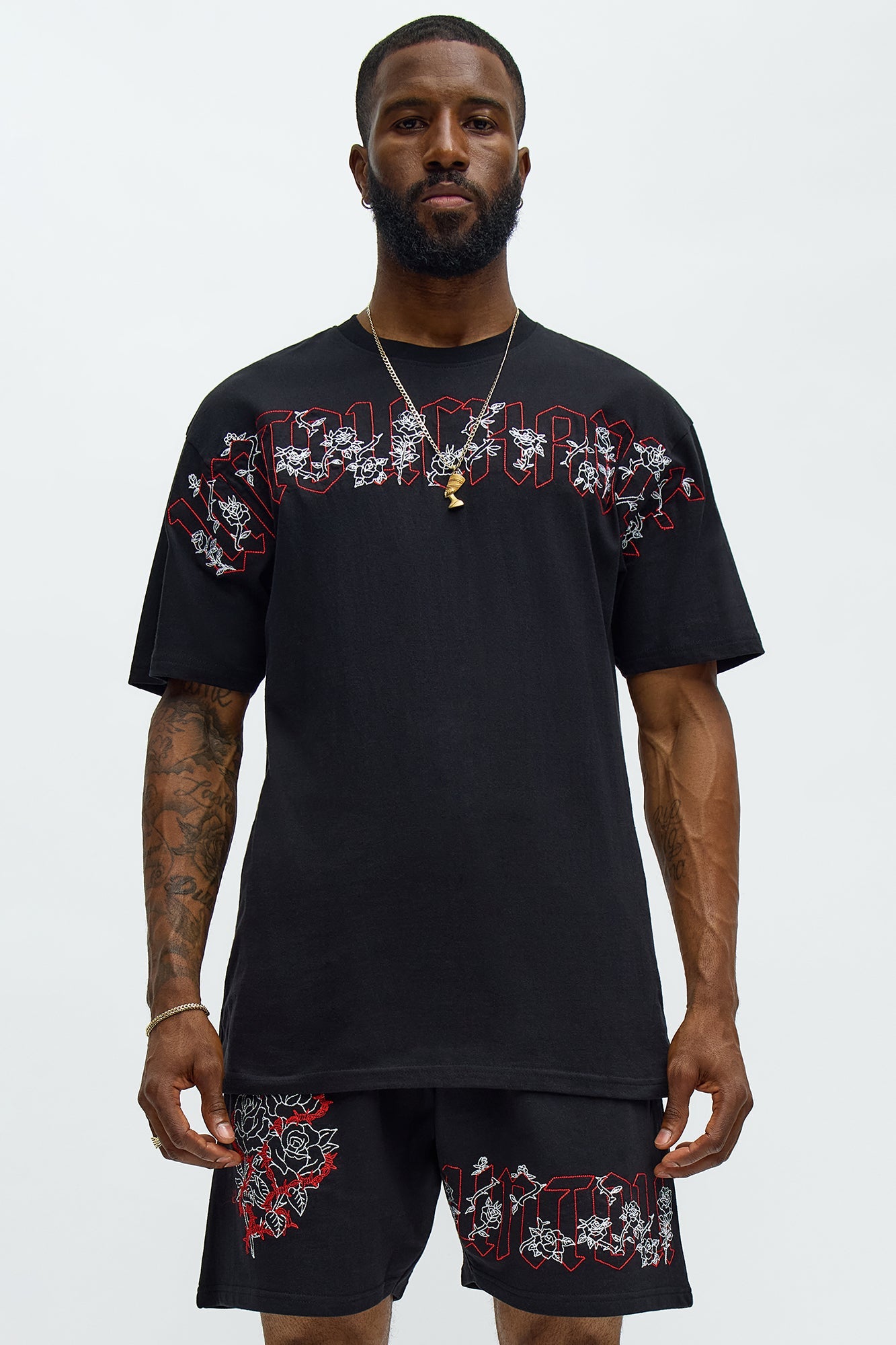 Rose Bundle Short Sleeve Tee - Black