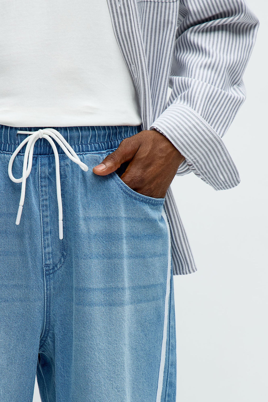 Running These Streets Baggy Jeans - Light Blue Wash