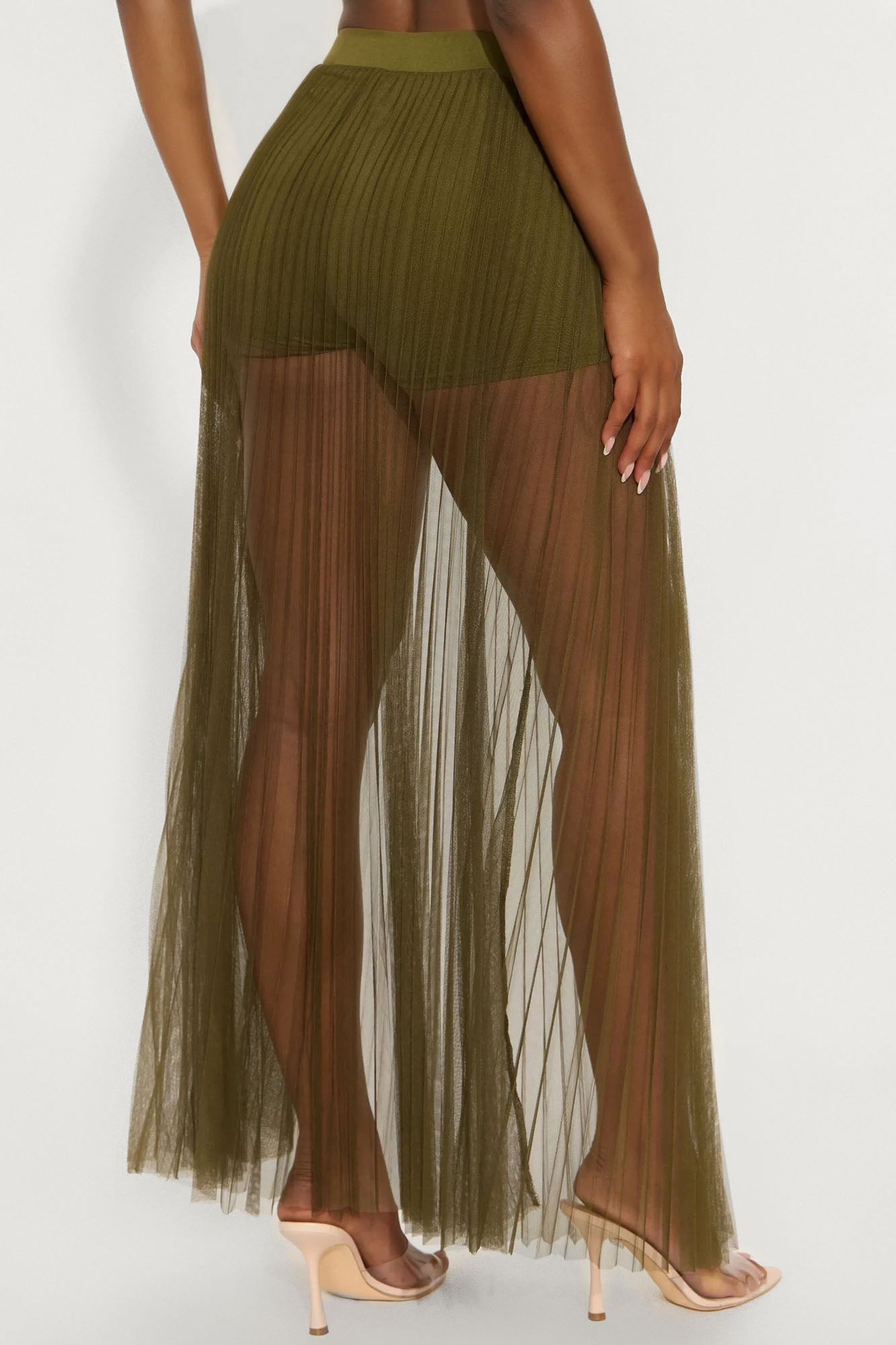 Grace Sheer Tulle Maxi Skirt - Olive