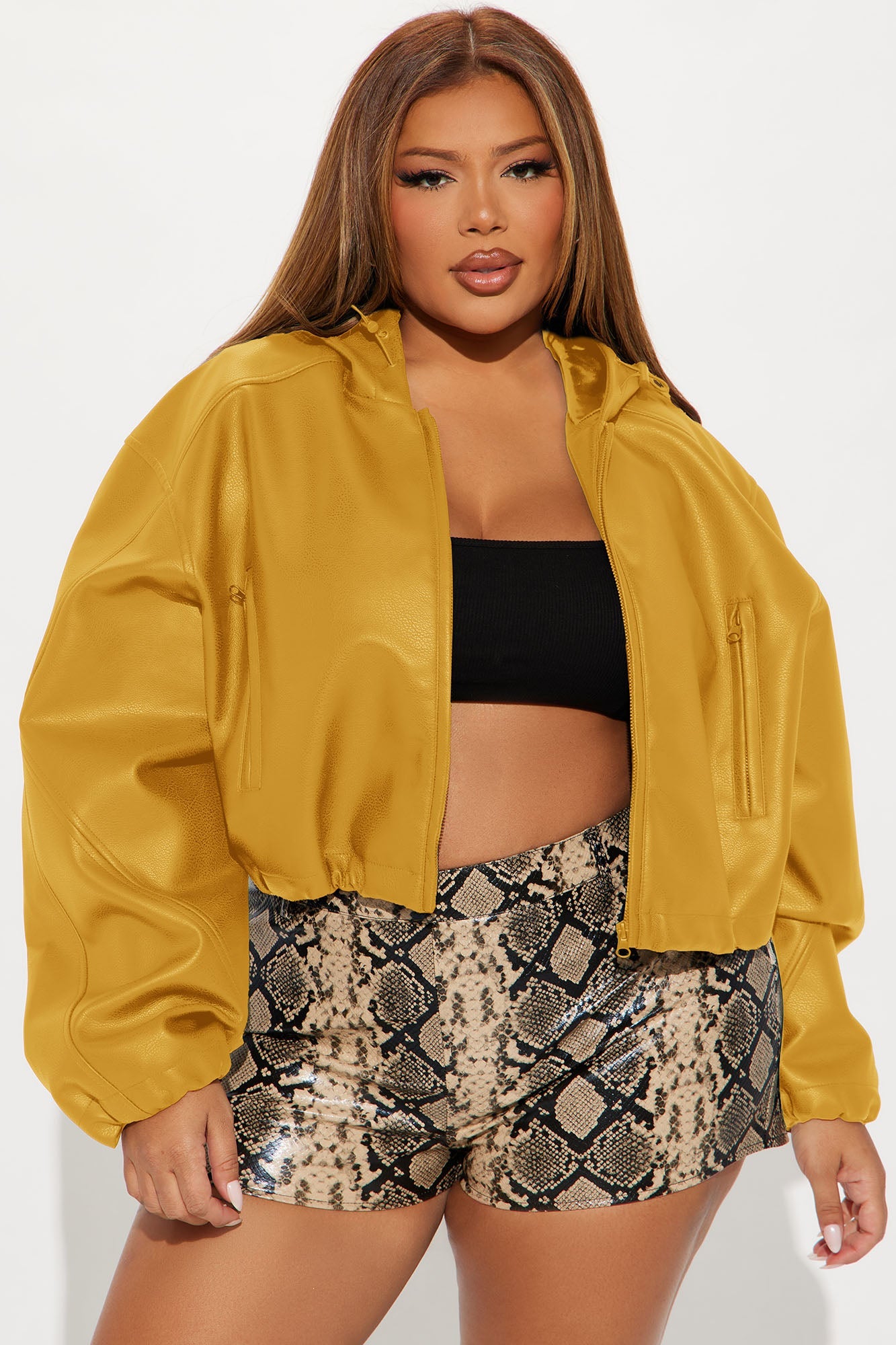 Young Mogul Faux Leather Jacket - Mustard