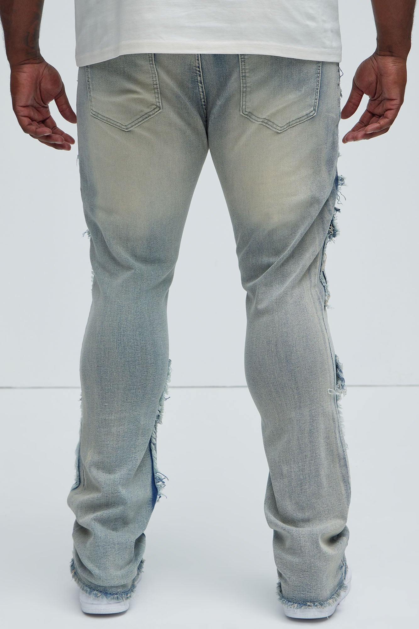 Let's Go Fray Cargo Skinny Flare Jeans - Light Wash