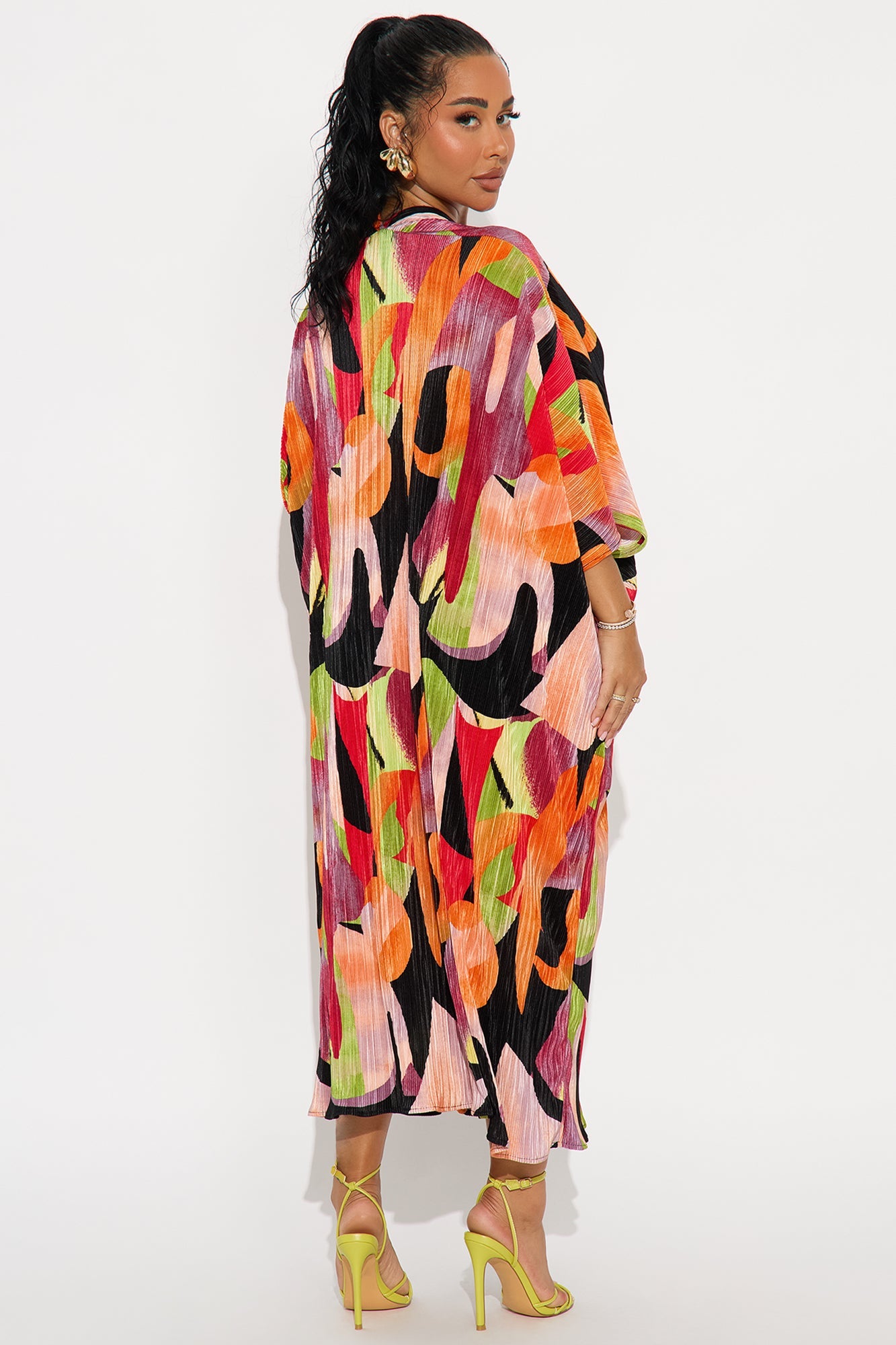 Isa Plisse Printed Maxi Dress - Green/combo
