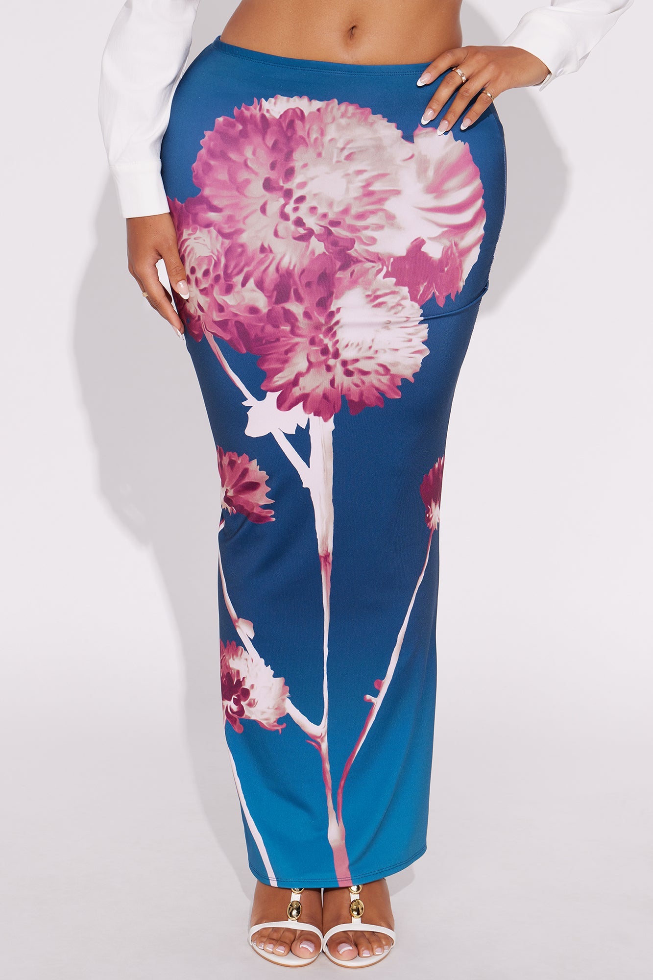 Sunsets In Cabo Floral Maxi Skirt - Blue/combo