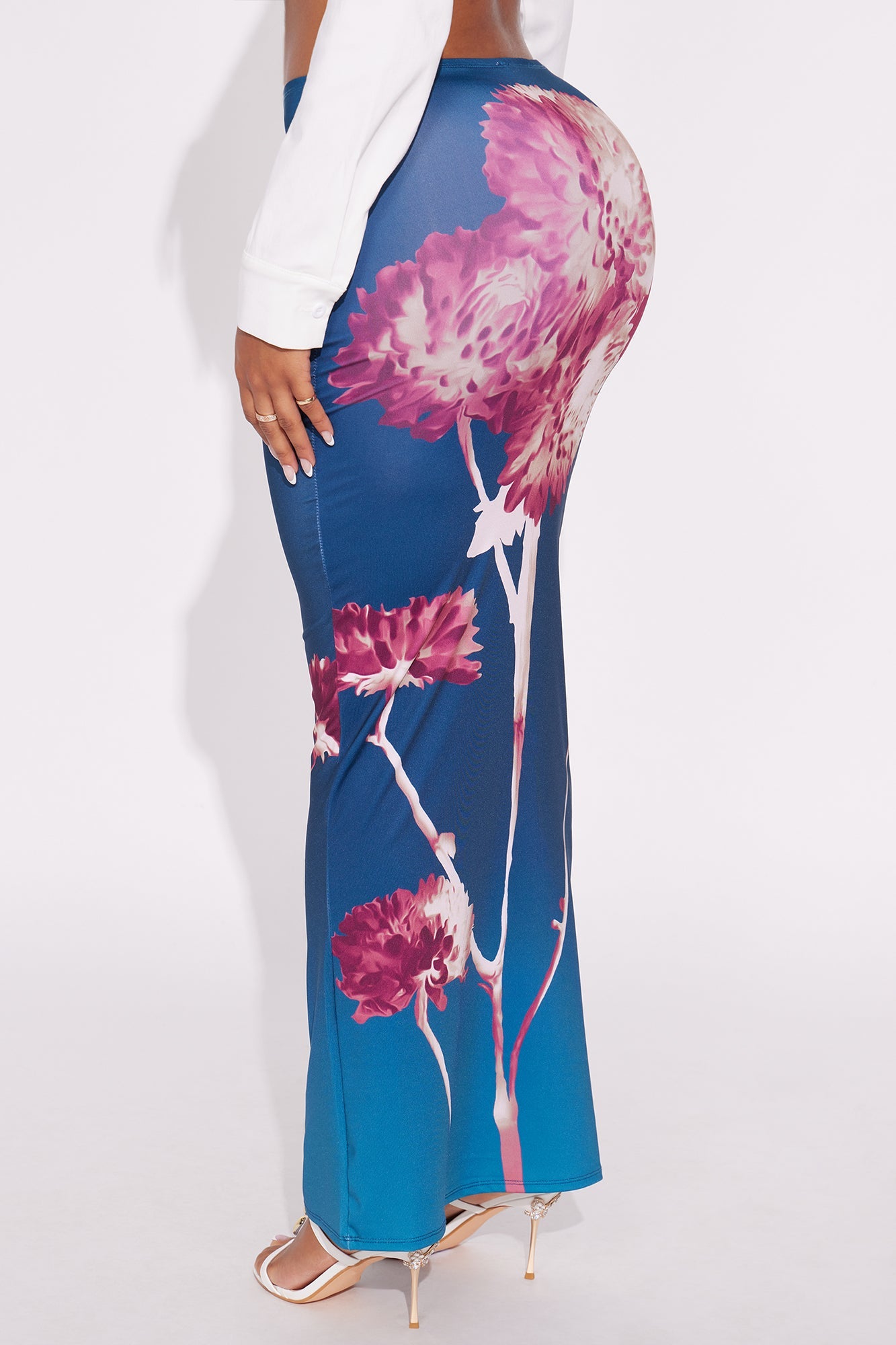 Sunsets In Cabo Floral Maxi Skirt - Blue/combo