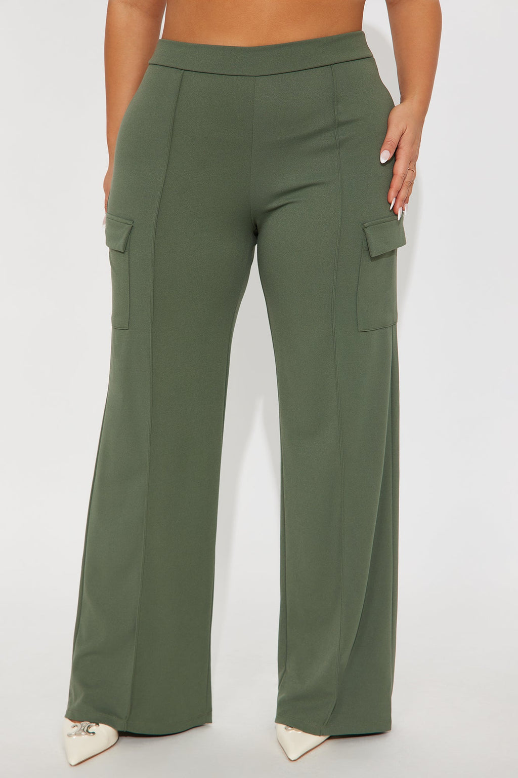 Tara Wide Leg CargoTrouser Pant - Olive
