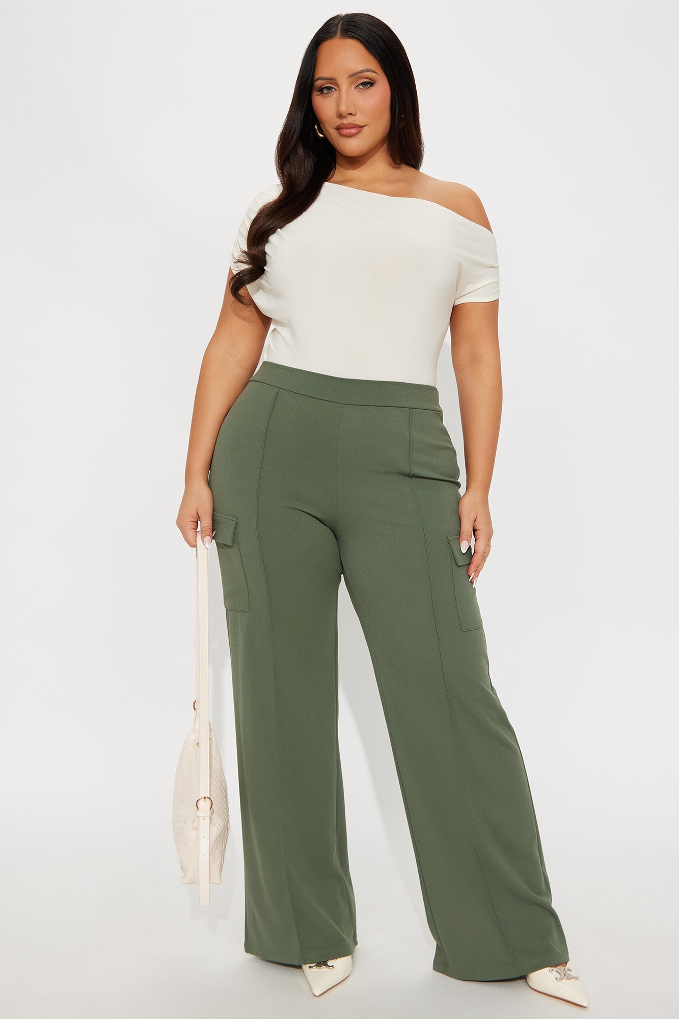 Tara Wide Leg CargoTrouser Pant - Olive