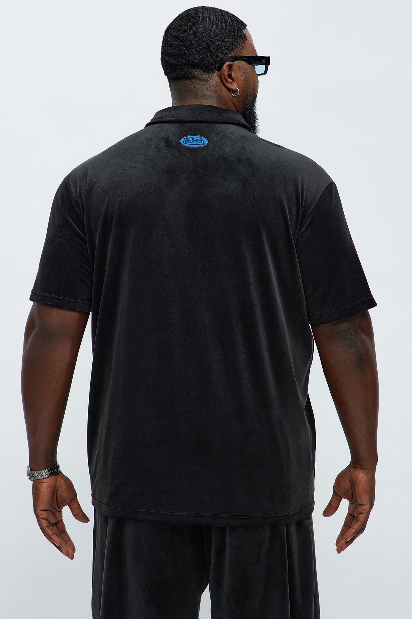 Von Dutch Regular Fit Side Logo Velour Shirt - Black