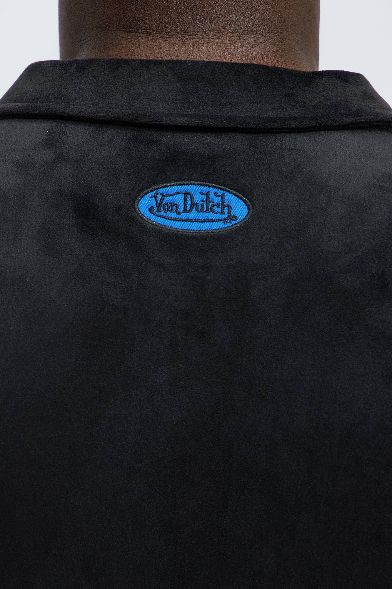 Von Dutch Regular Fit Side Logo Velour Shirt - Black