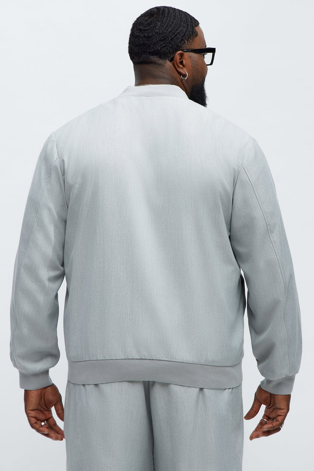 Slim Modern Two-Way Zipper Everyday Bomber - Light Grey