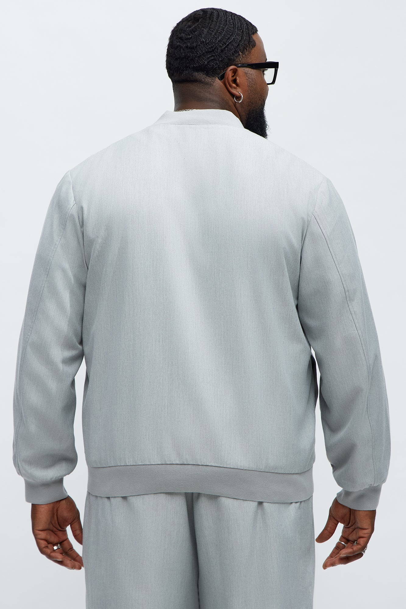 Slim Modern Two-Way Zipper Everyday Bomber - Light Grey