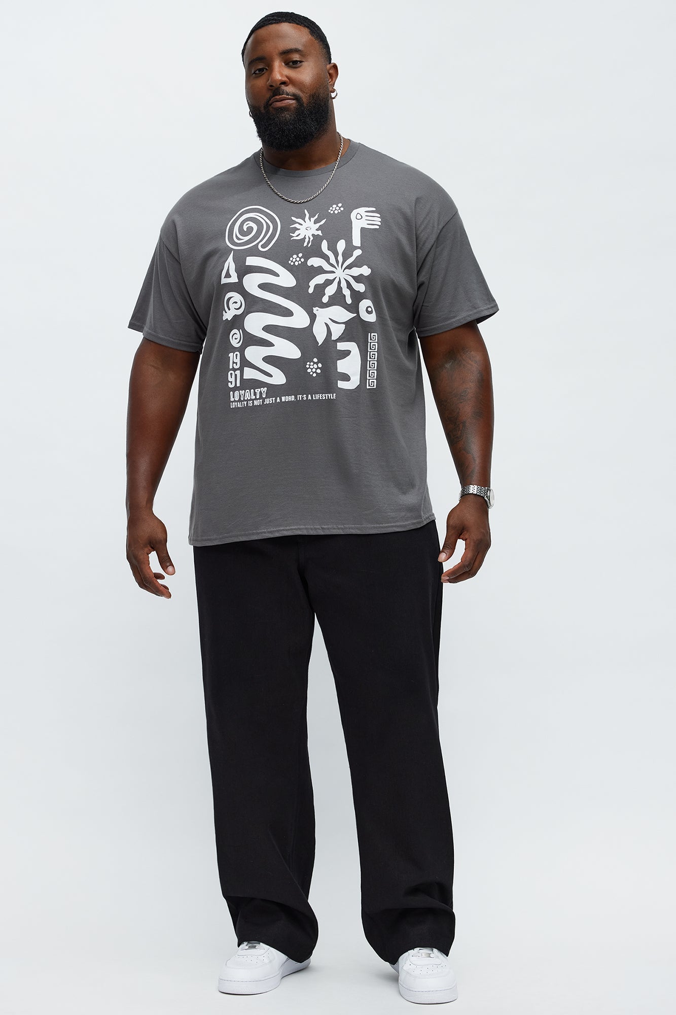 Abstract Artwork Collage Short Sleeve Tee - Charcoal