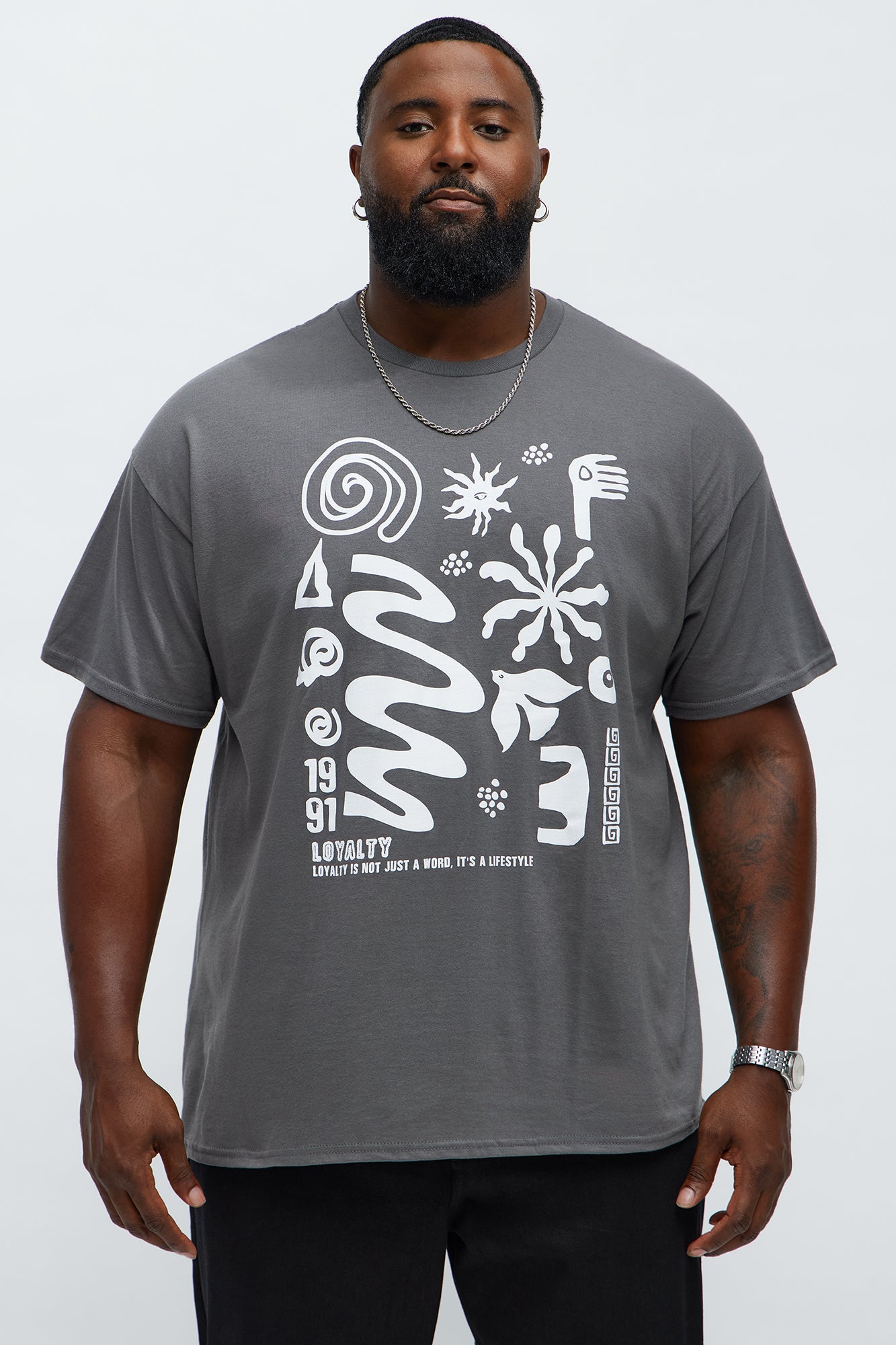 Abstract Artwork Collage Short Sleeve Tee - Charcoal