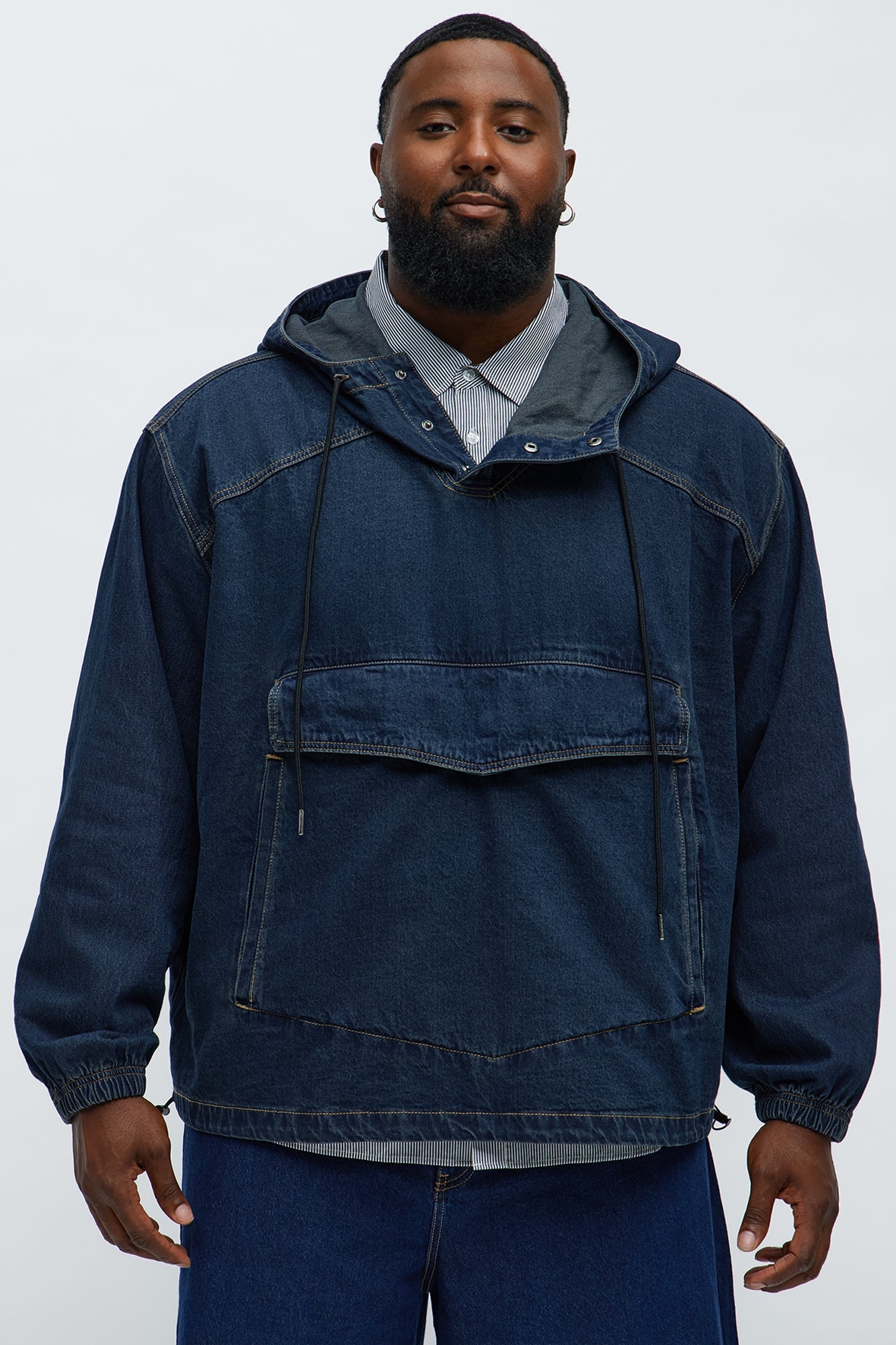 Oversized In My City Anorak Denim Jacket - Dark Wash