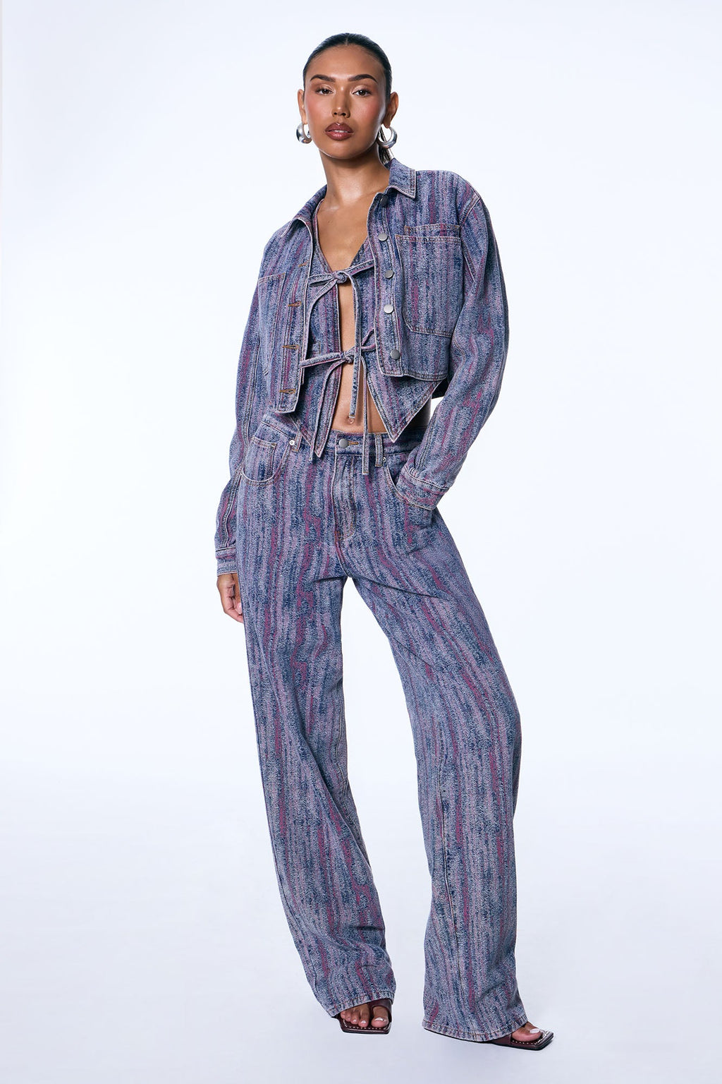 Natural Mystic Jacquard Straight Leg Jeans - Multi Color
